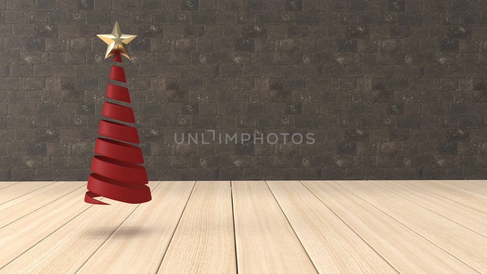 3d render of Christmas background with abstract tree