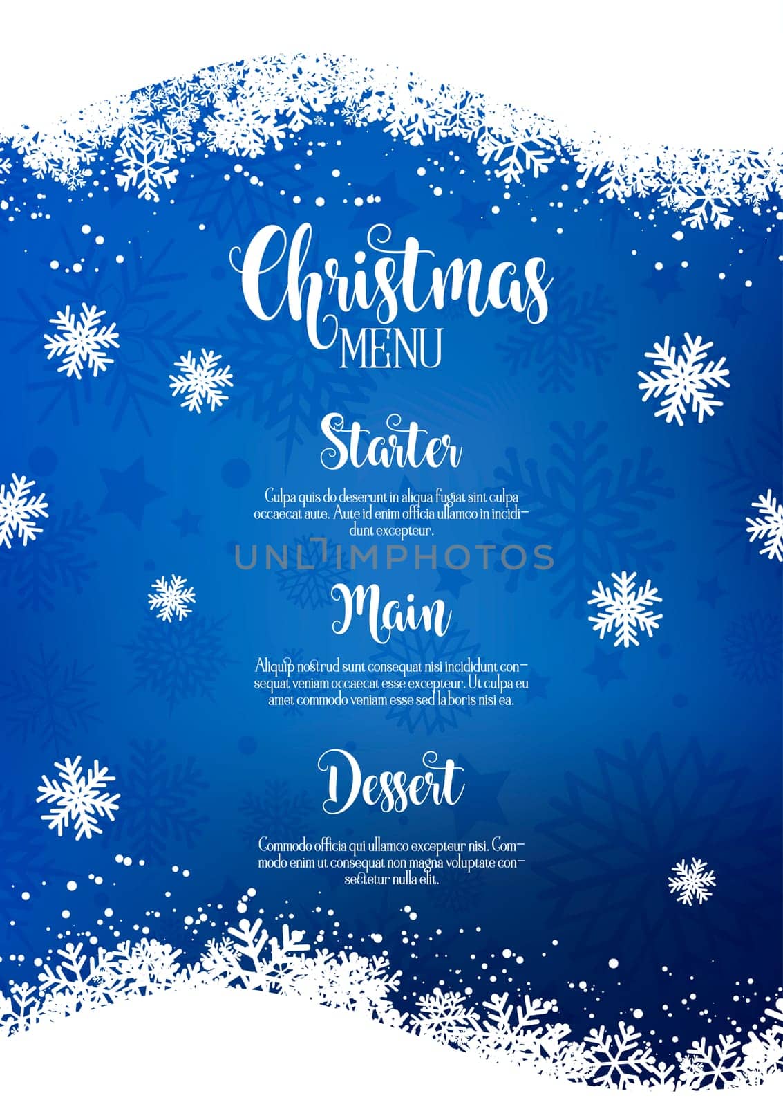 Christmas menu background with snowflake design