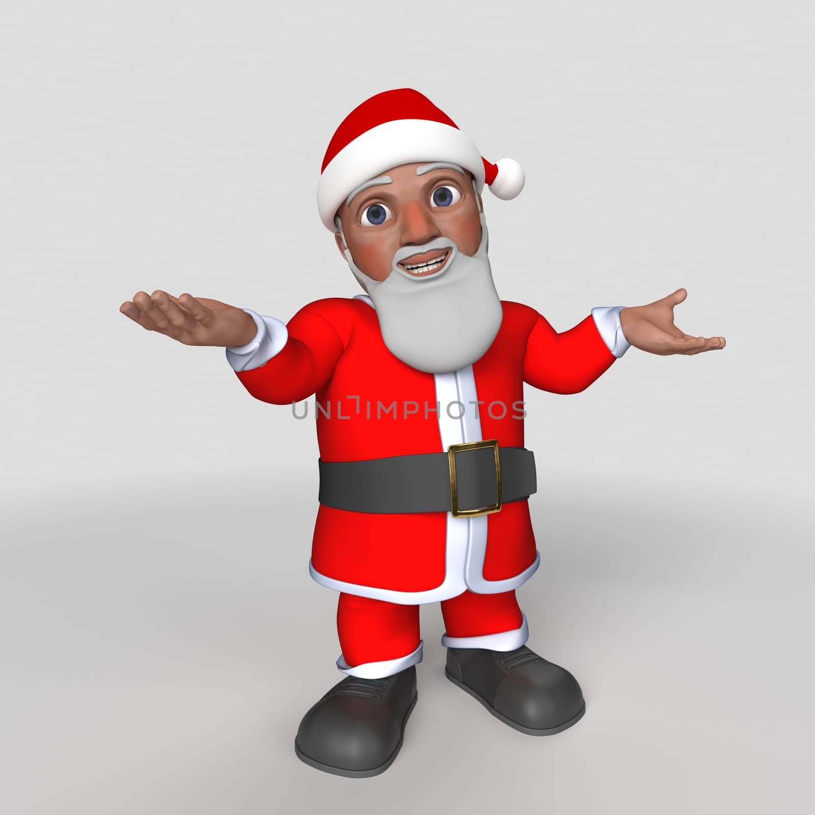 3D Render of Cartoon Santa Claus Character