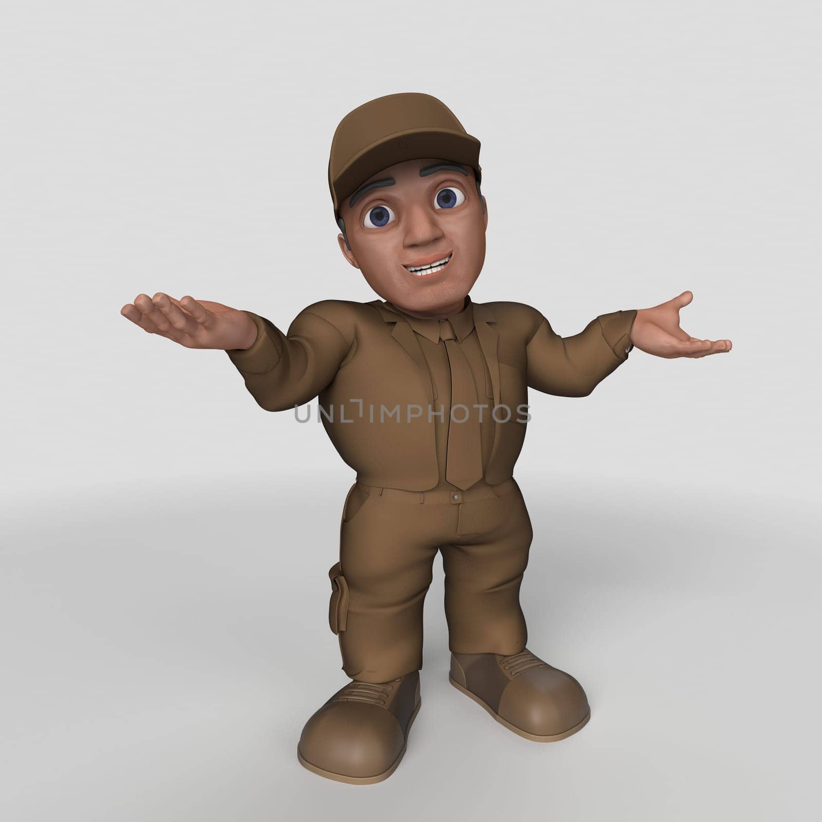 3D Render of Cartoon Delivery Driver