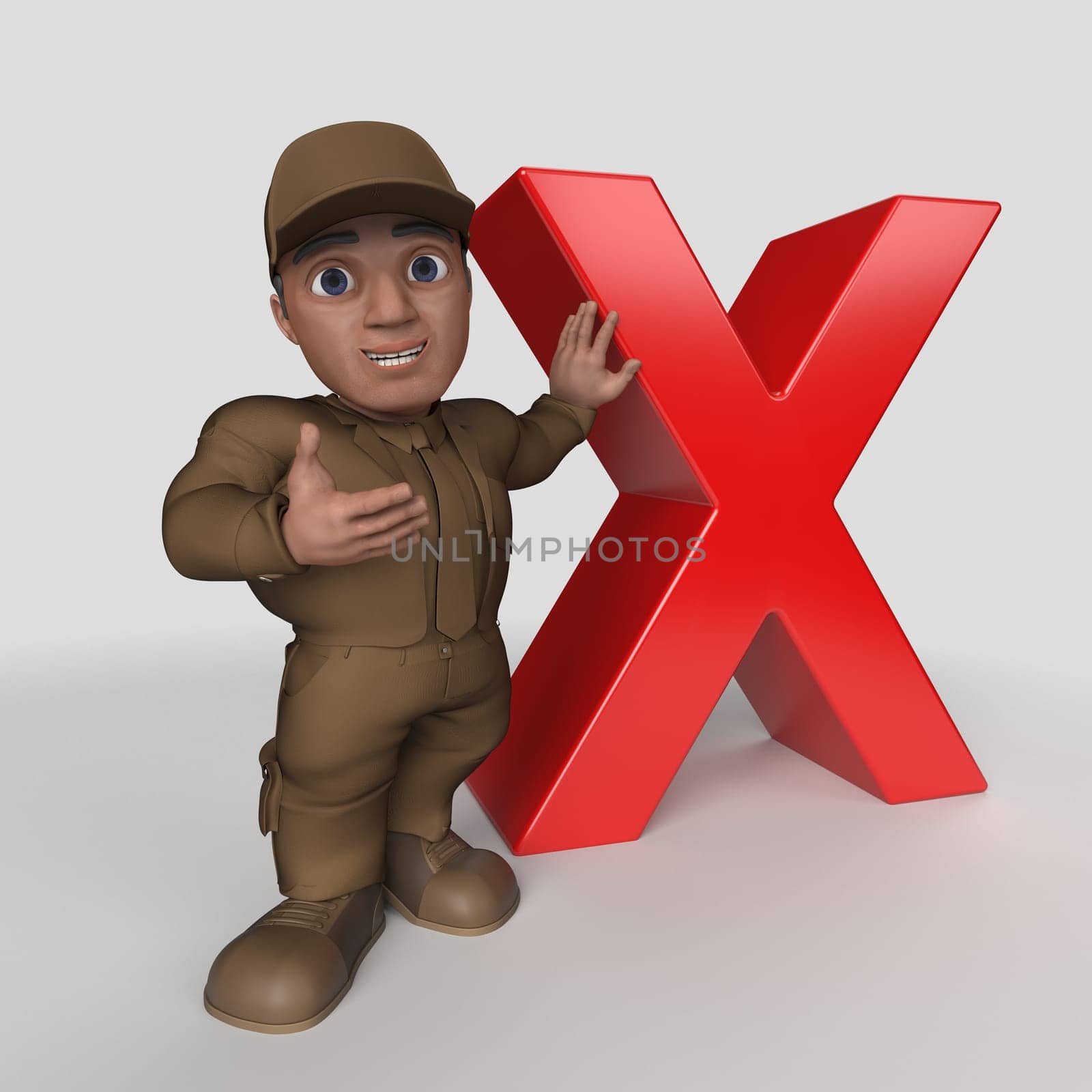 3D Render of Cartoon Delivery Driver
