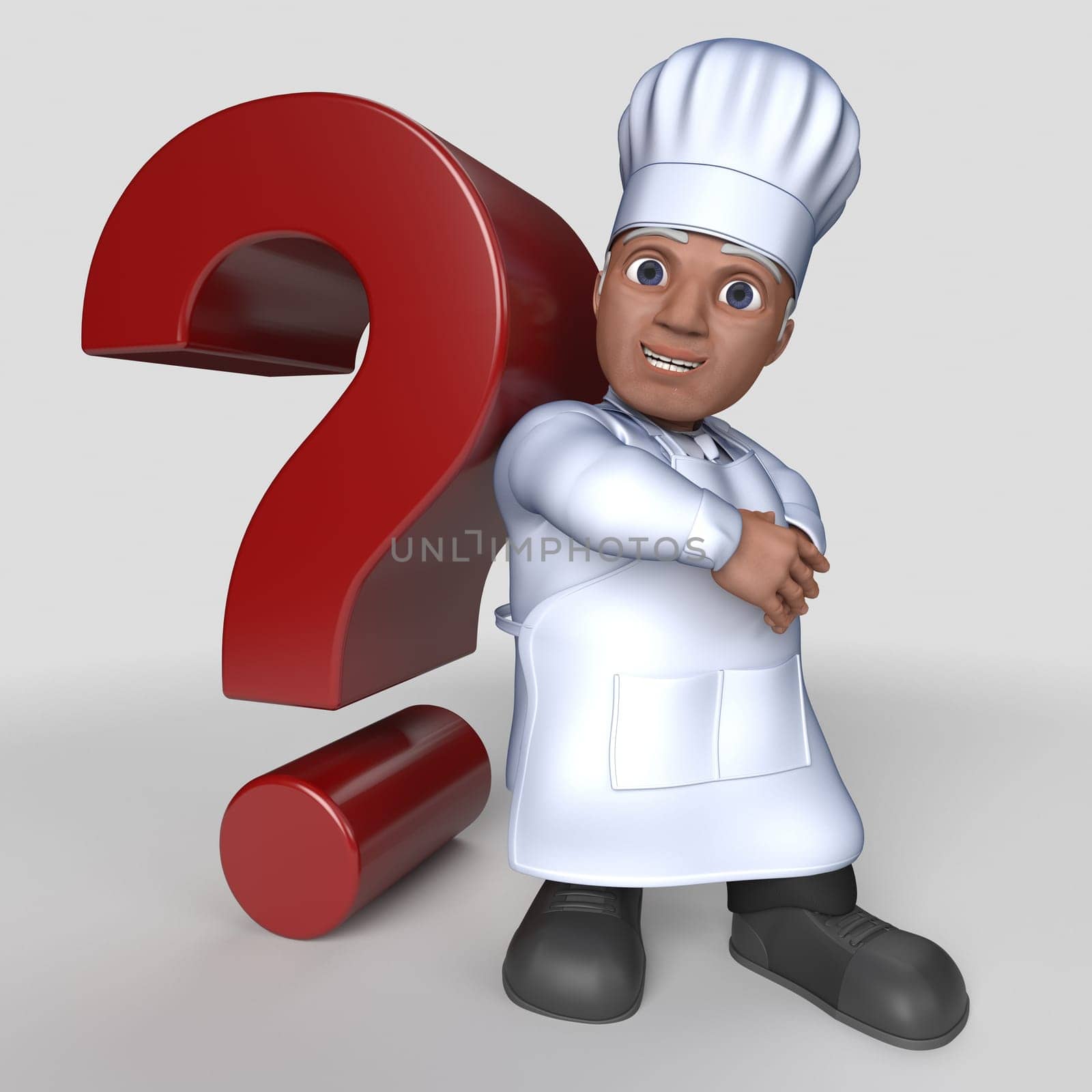 3D Render of Cartoon Baker Character