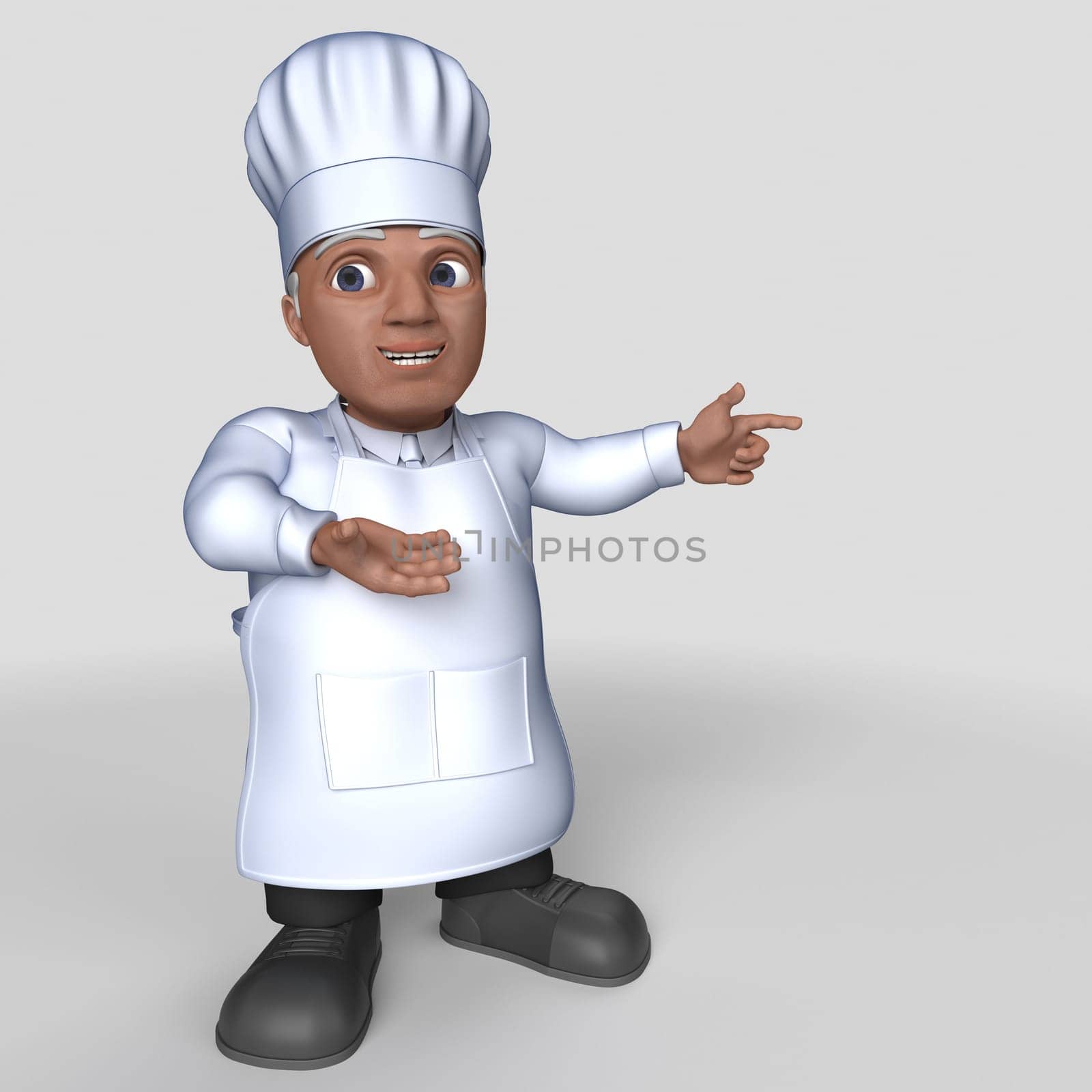 3D Render of Cartoon Baker Character