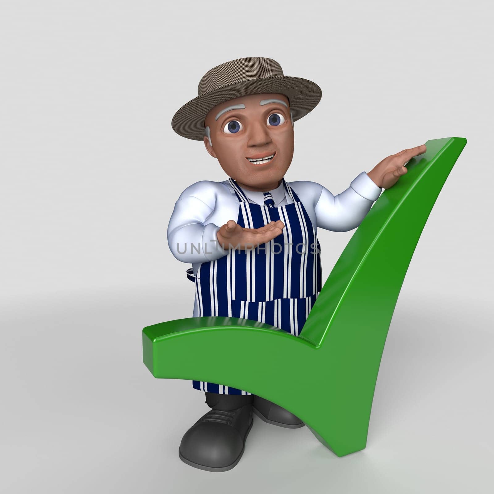 3D Render of Cartoon Butcher Character