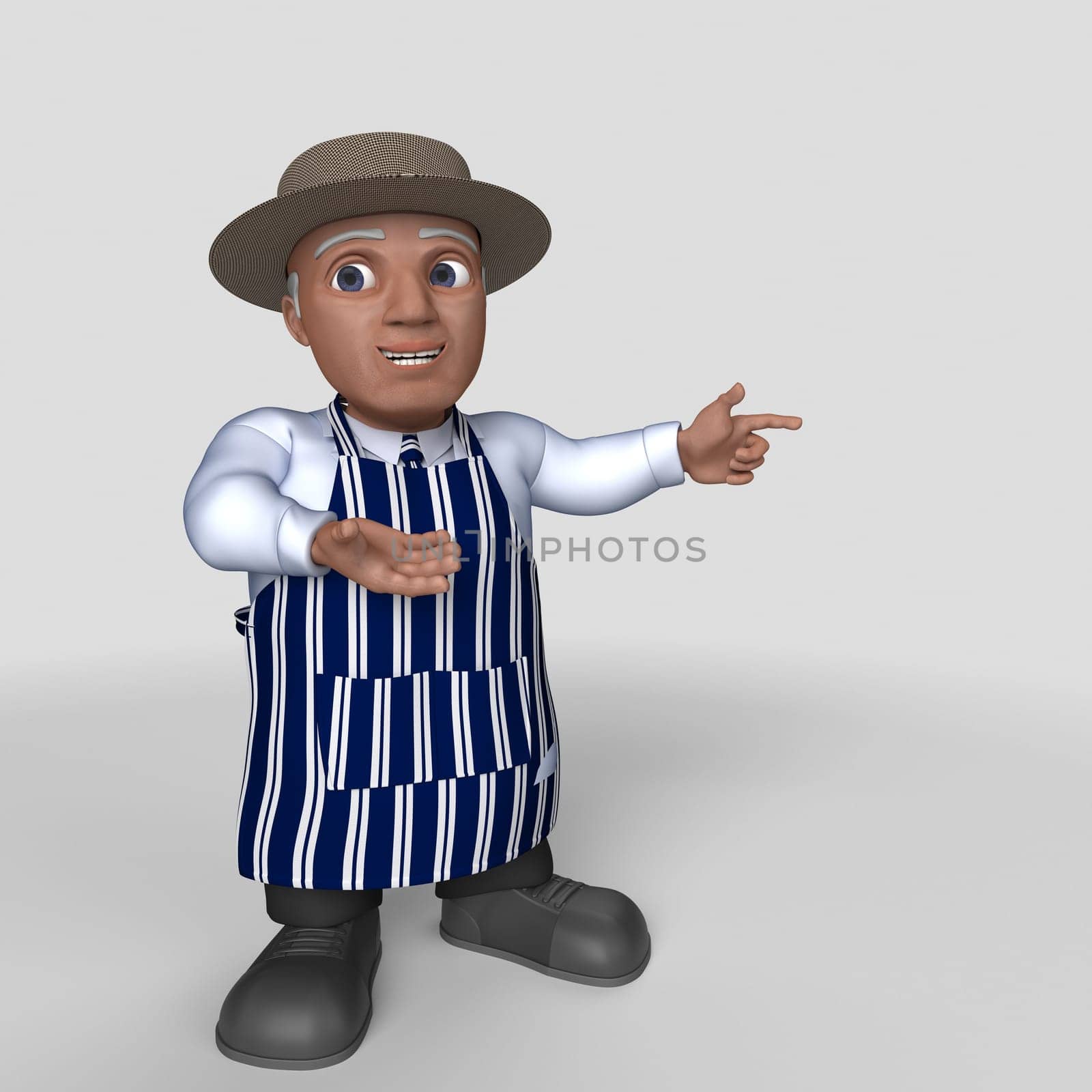 3D Render of Cartoon Butcher Character