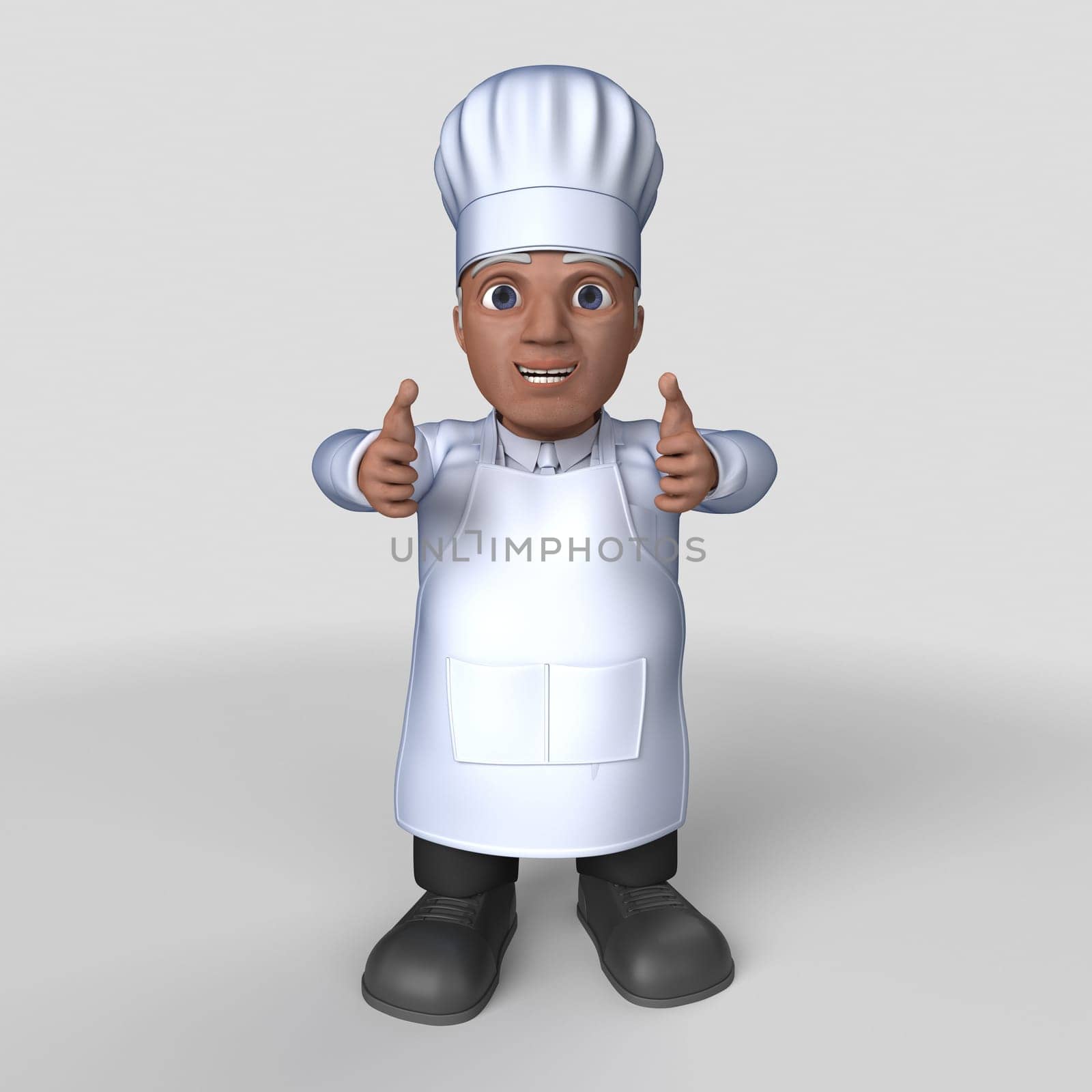 3D Render of Cartoon Baker Character