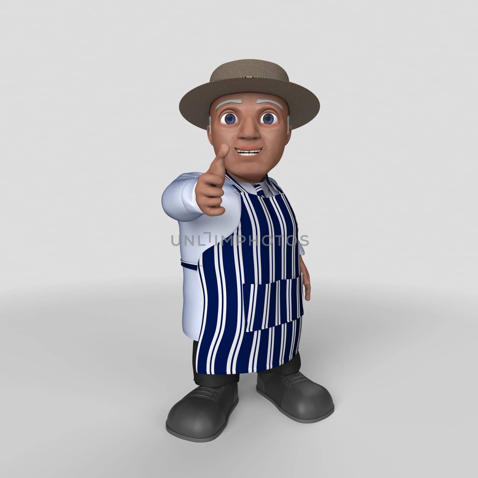 3D Render of Cartoon Butcher Character