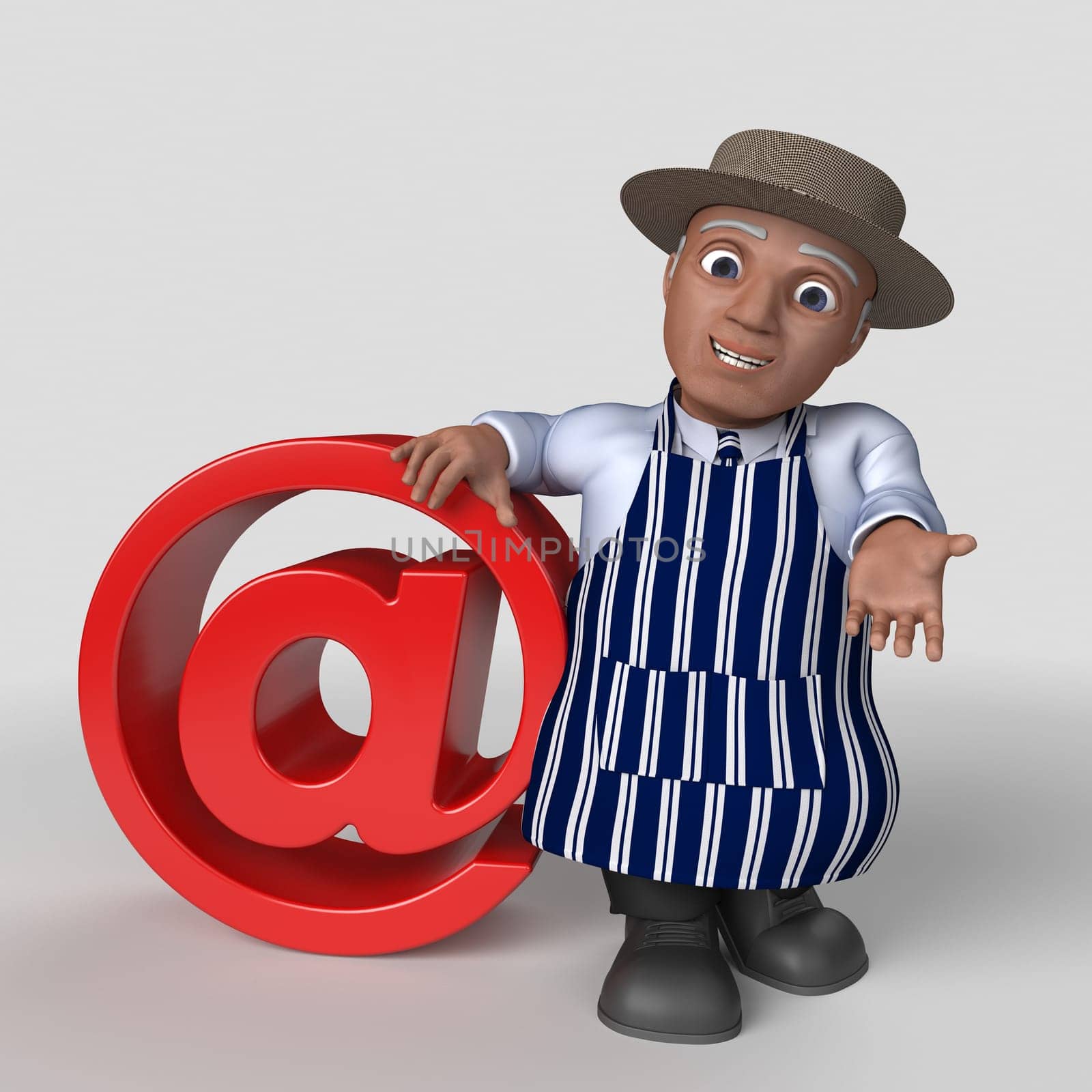 3D Render of Cartoon Butcher Character