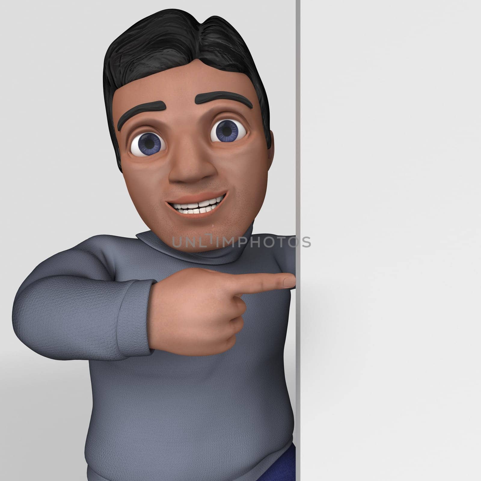 3D Render of Cartoon Casual Character