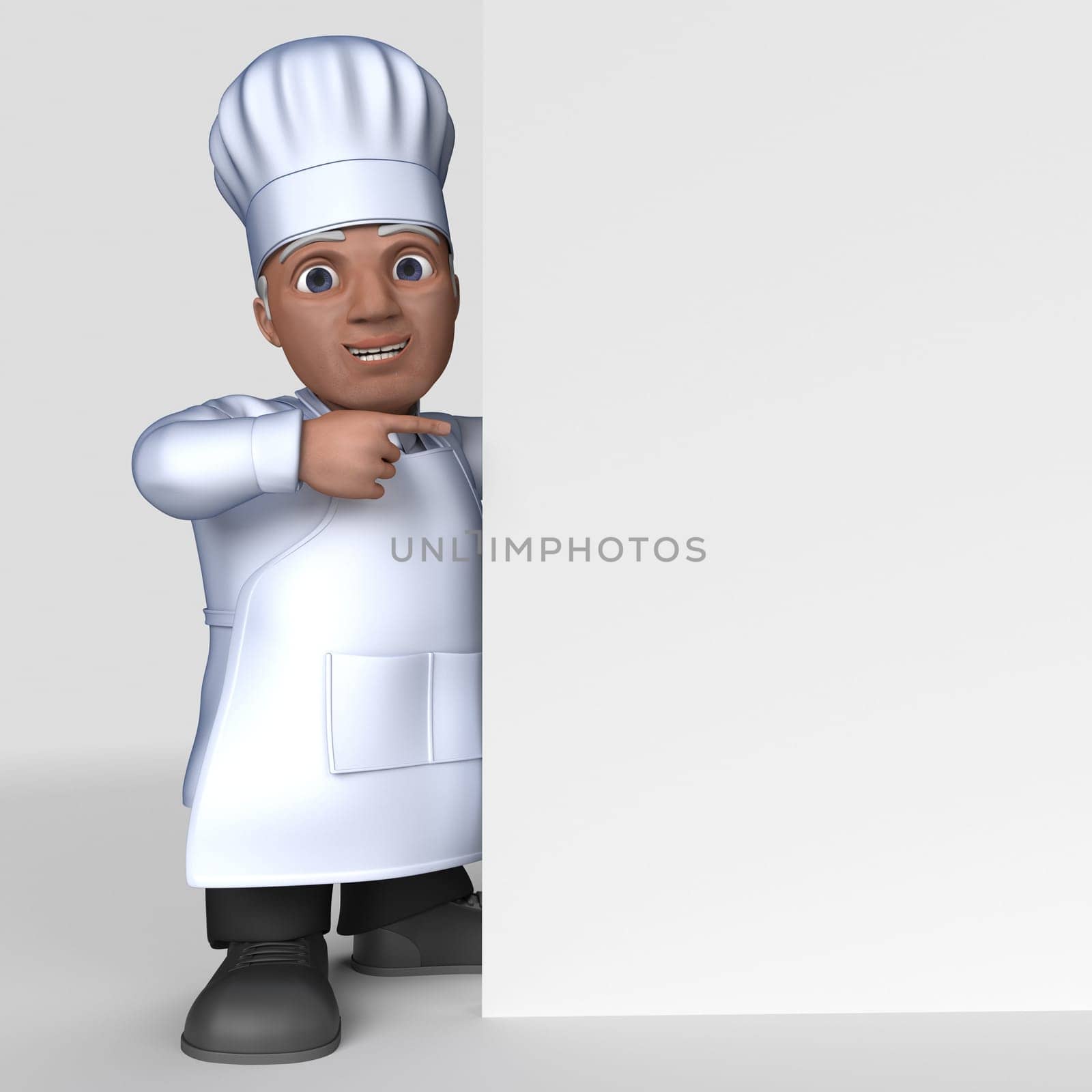 3D Render of Cartoon Baker Character