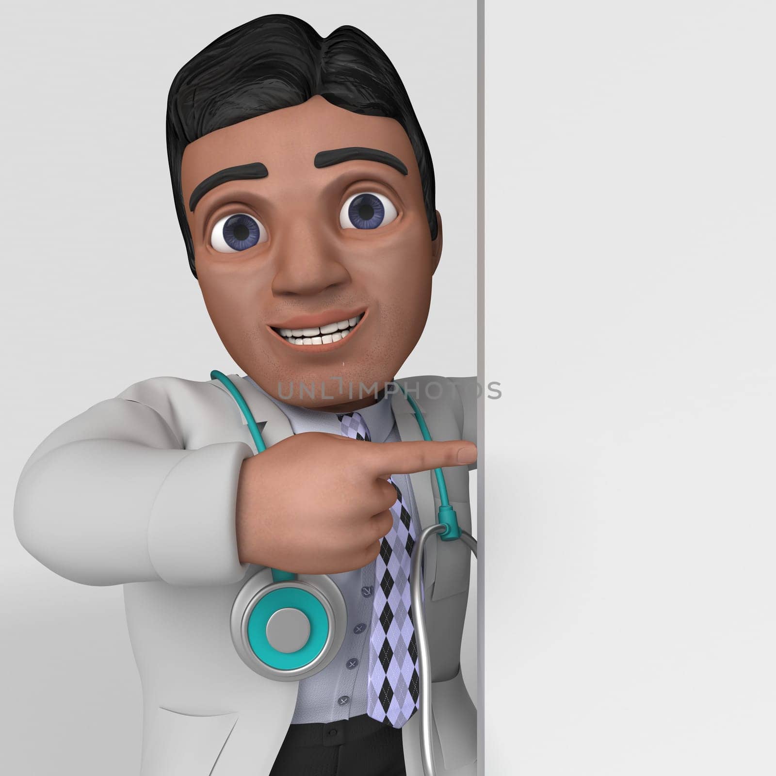3D Render of Cartoon Doctor Character