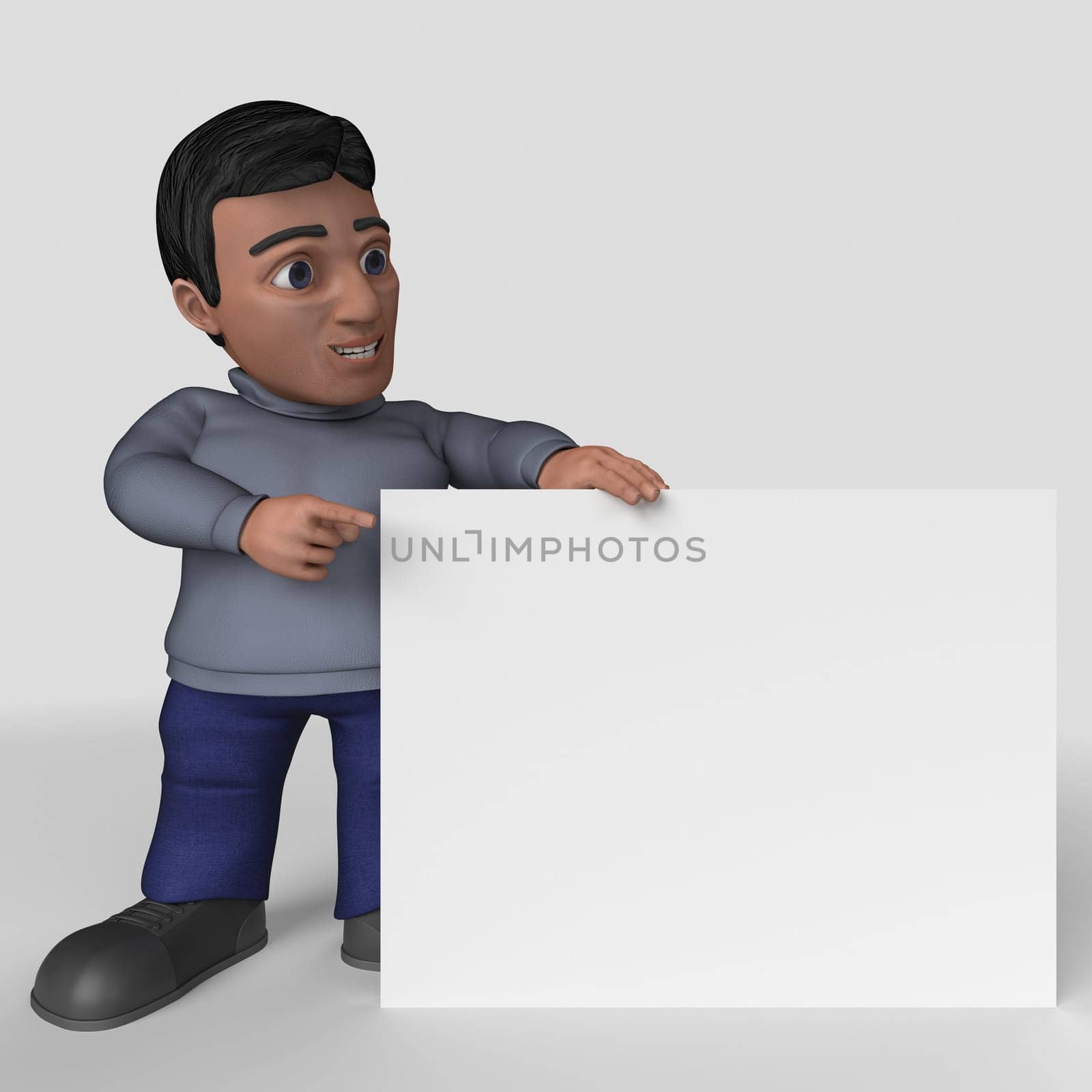 3D Render of Cartoon Casual Character