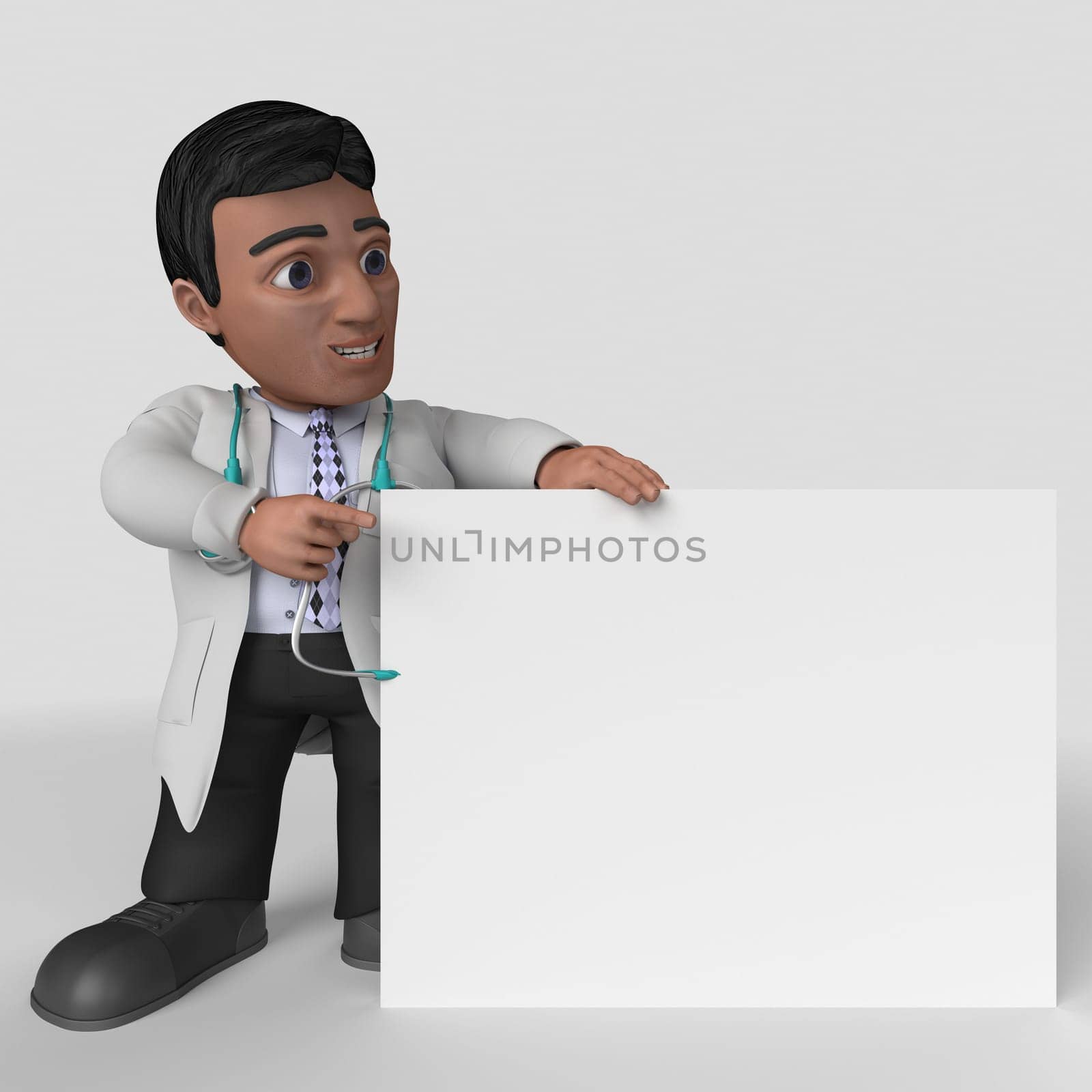 3D Render of Cartoon Doctor Character