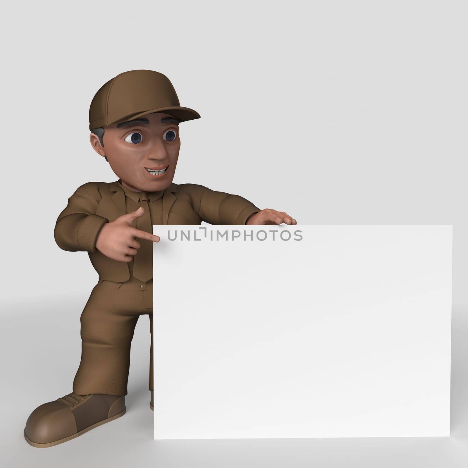 3D Render of Cartoon Delivery Driver