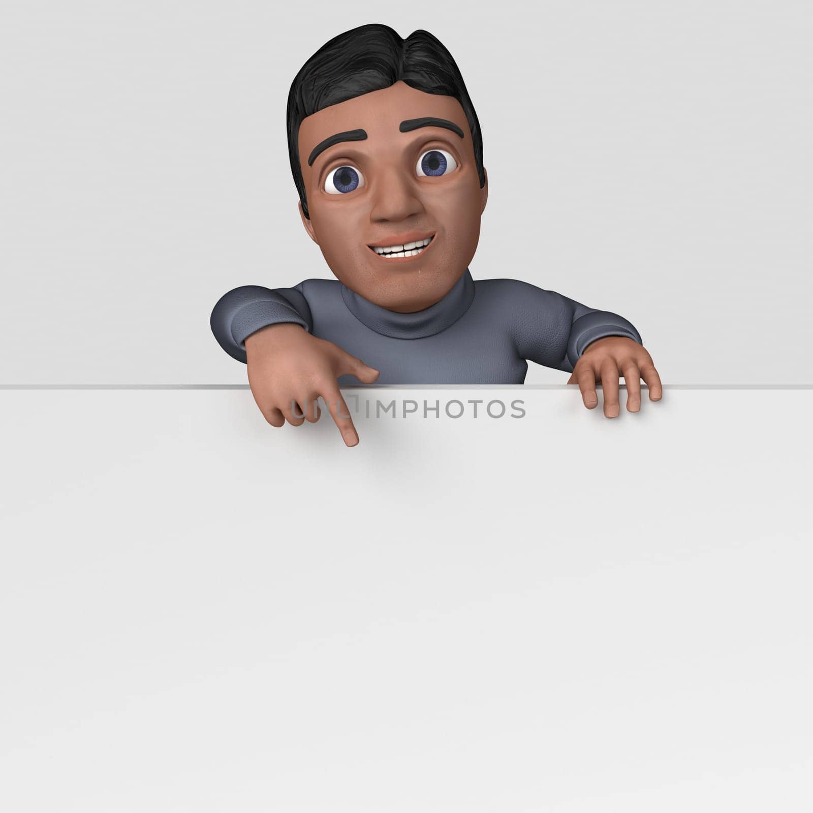 3D Render of Cartoon Casual Character
