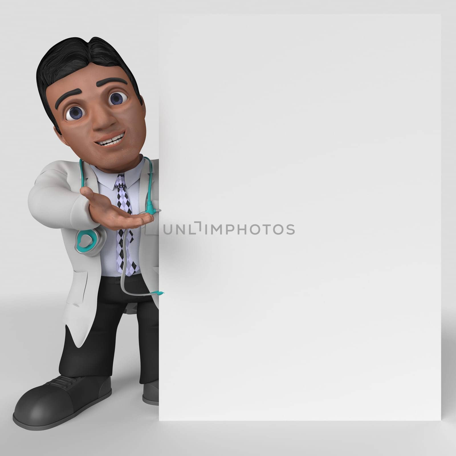 3D Render of Cartoon Doctor Character