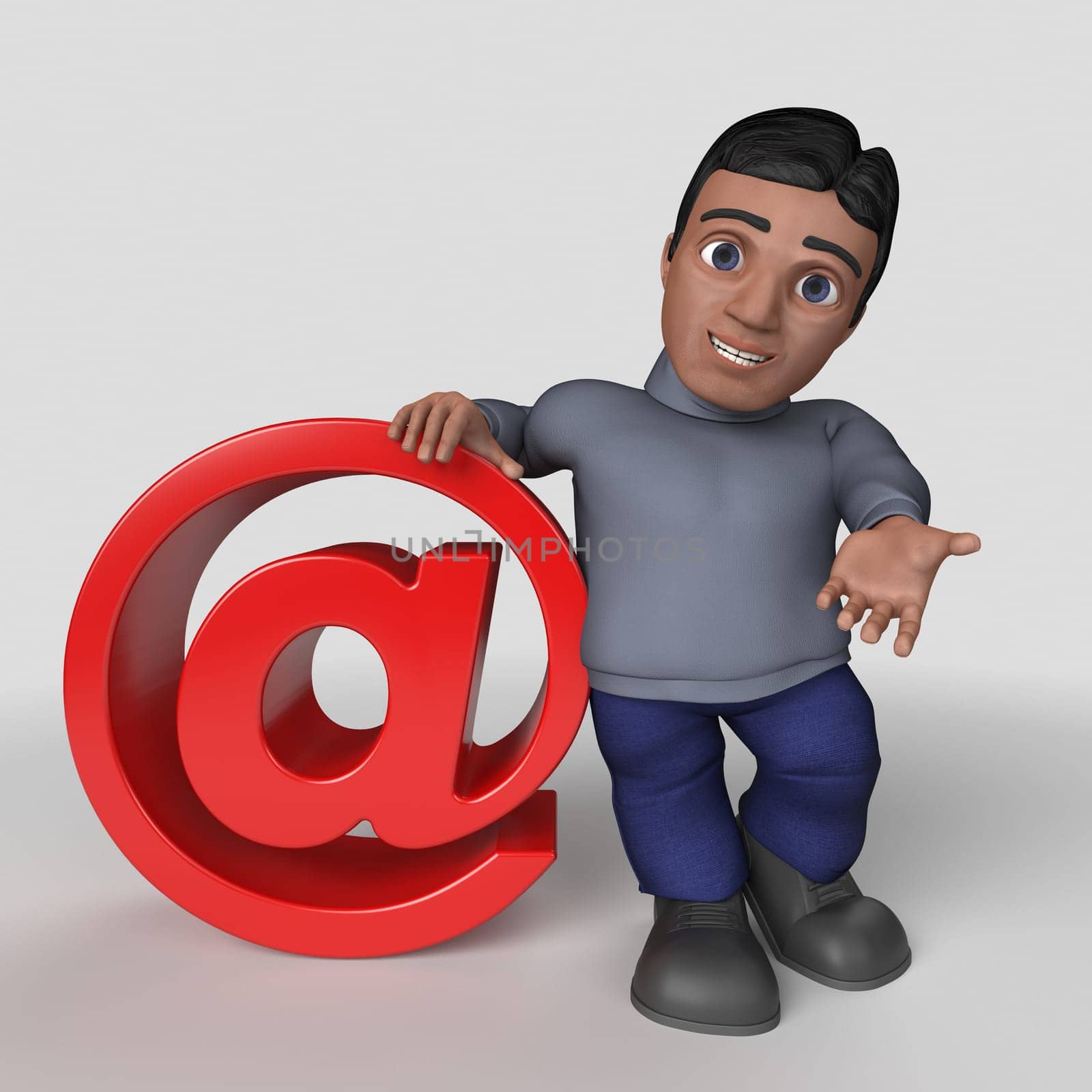 3D Render of Cartoon Casual Character