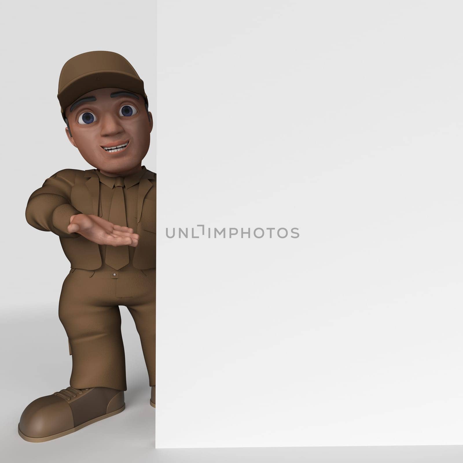 3D Render of Cartoon Delivery Driver