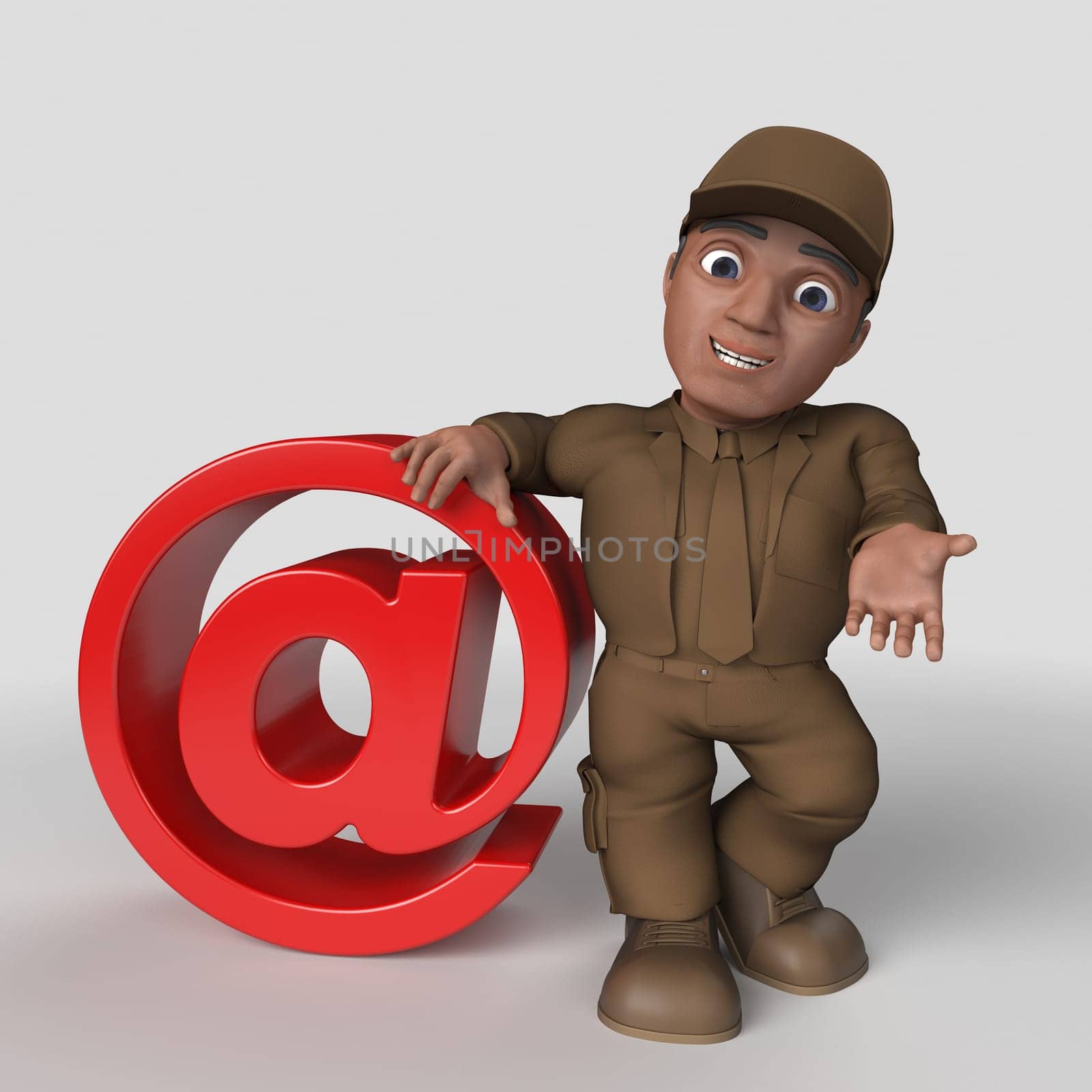 3D Render of Cartoon Delivery Driver