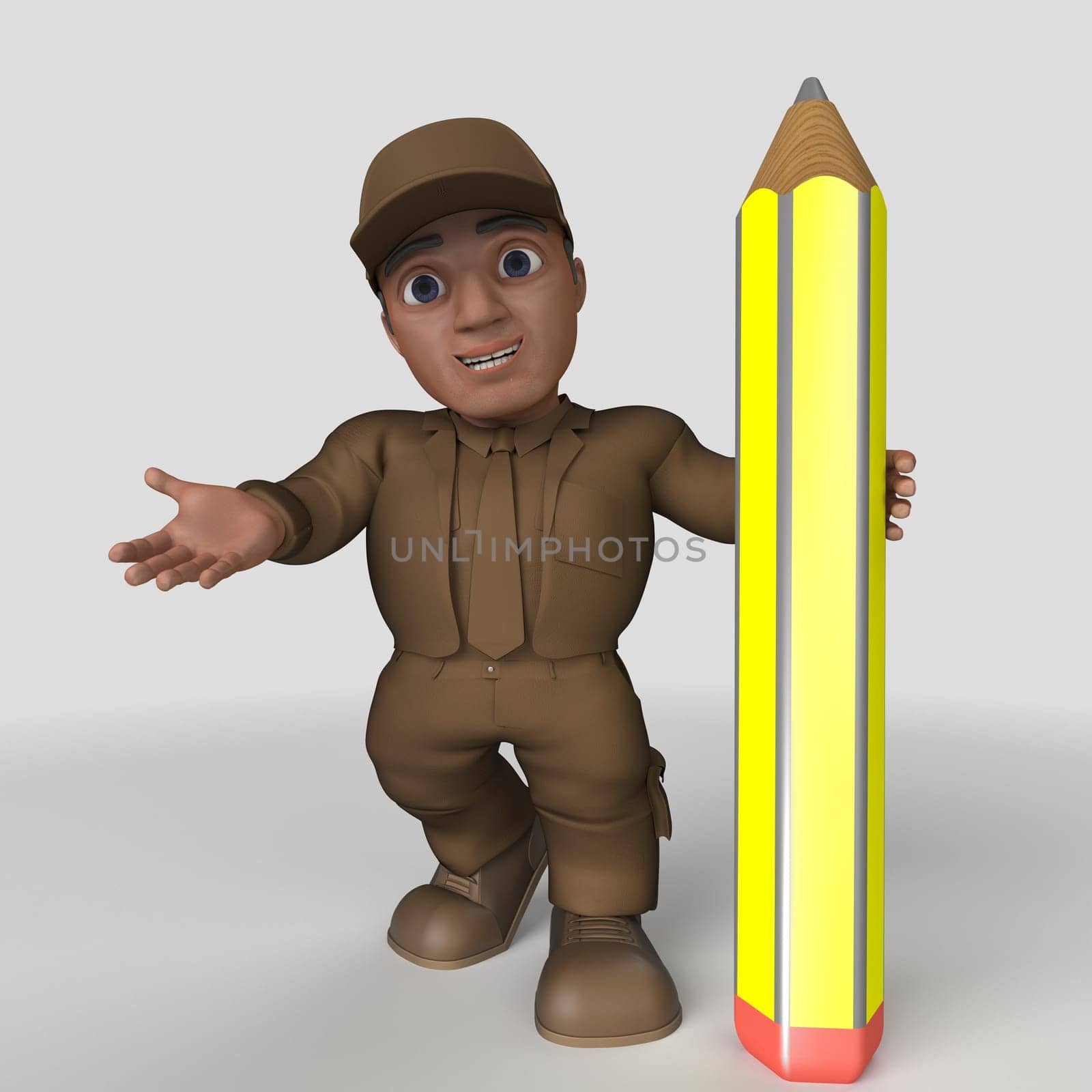 3D Render of Cartoon Delivery Driver