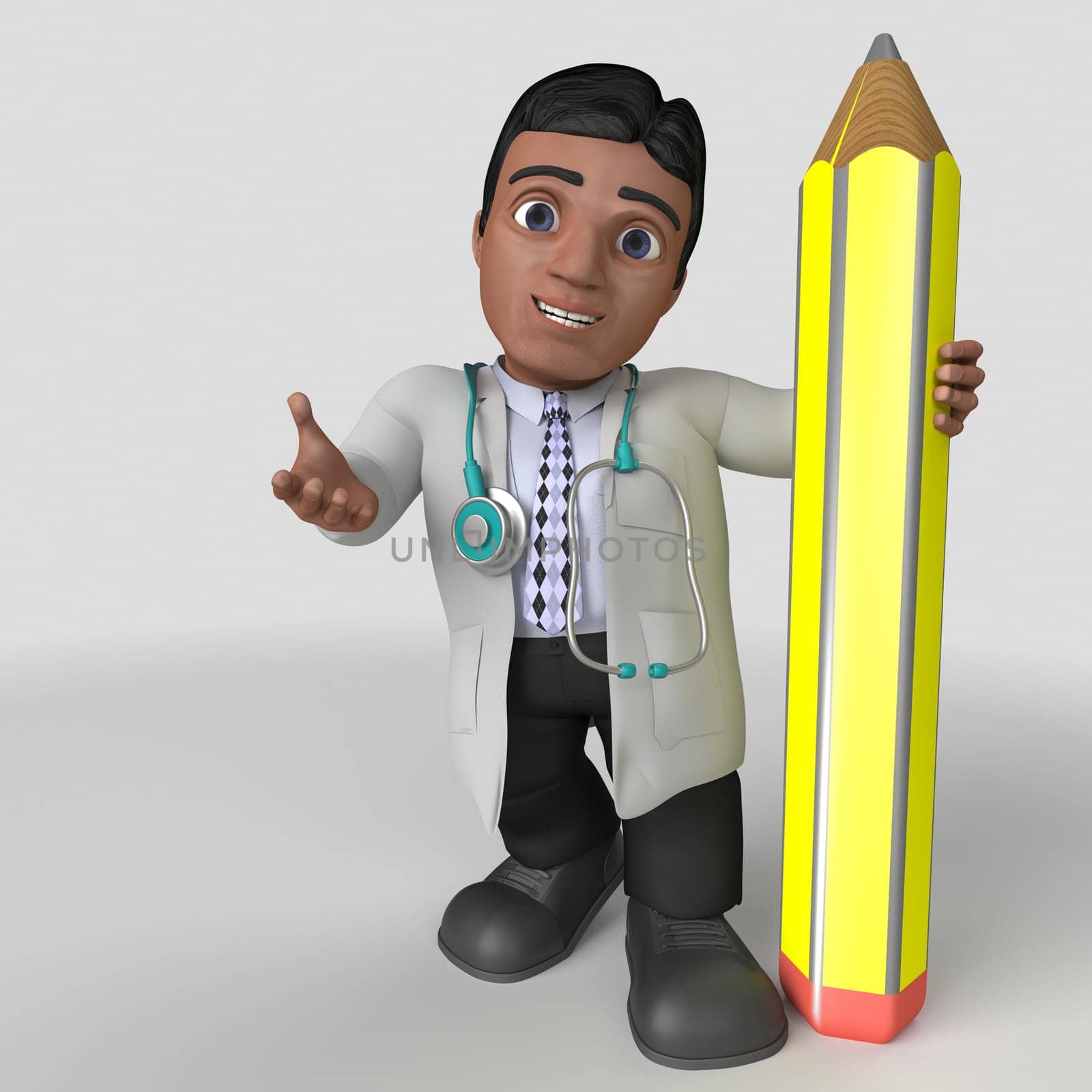 3D Render of Cartoon Doctor Character