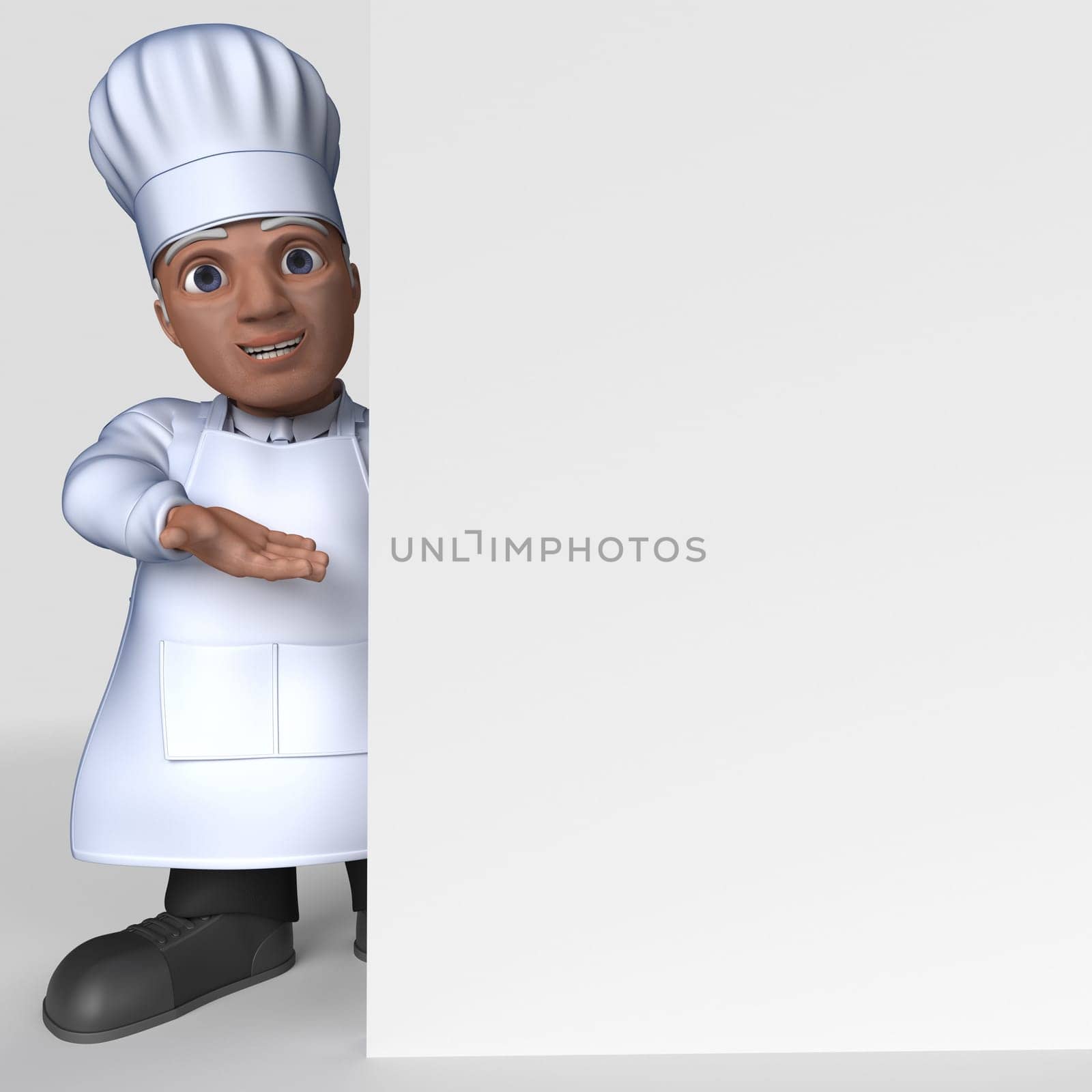 3D Render of Cartoon Baker Character