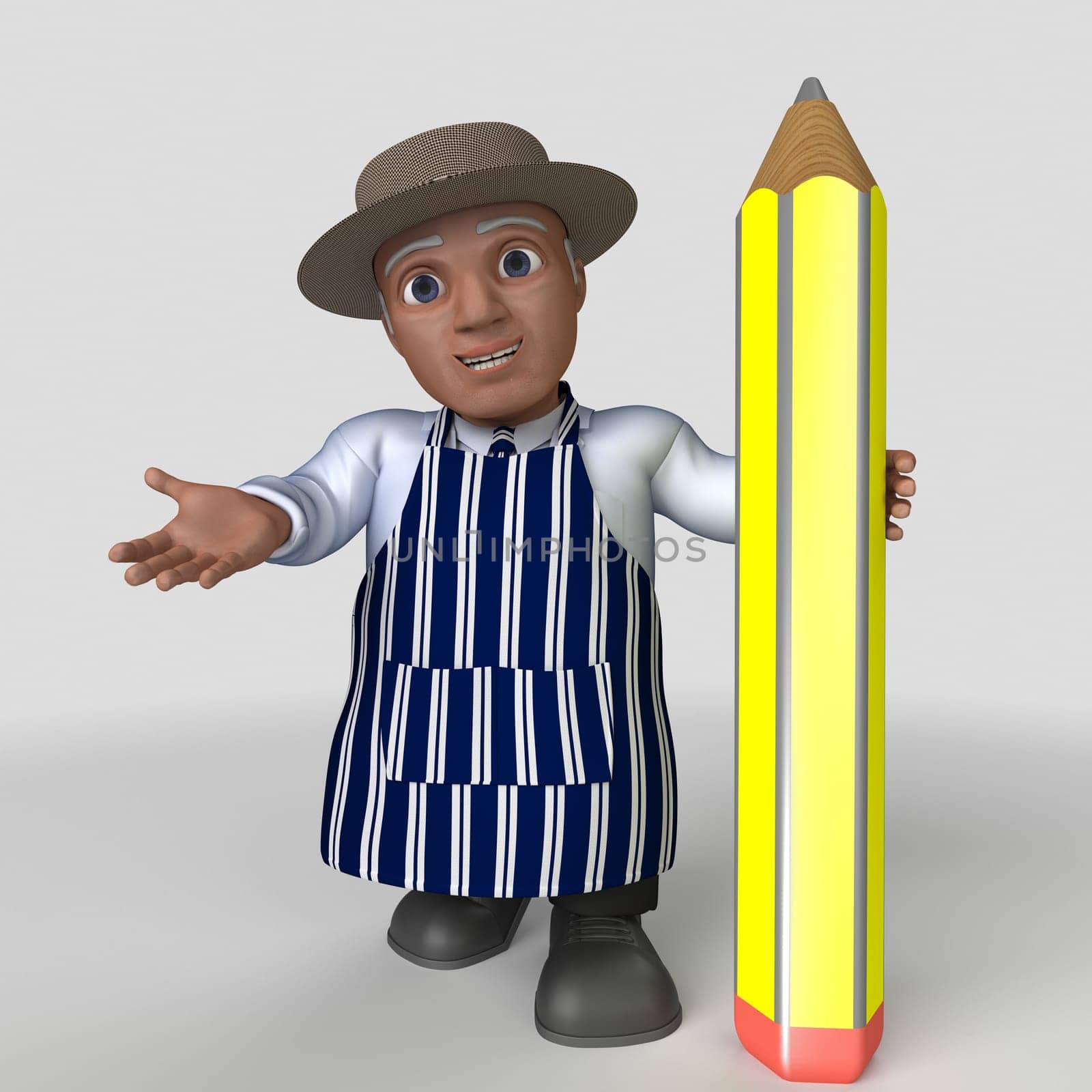 3D Render of Cartoon Butcher Character
