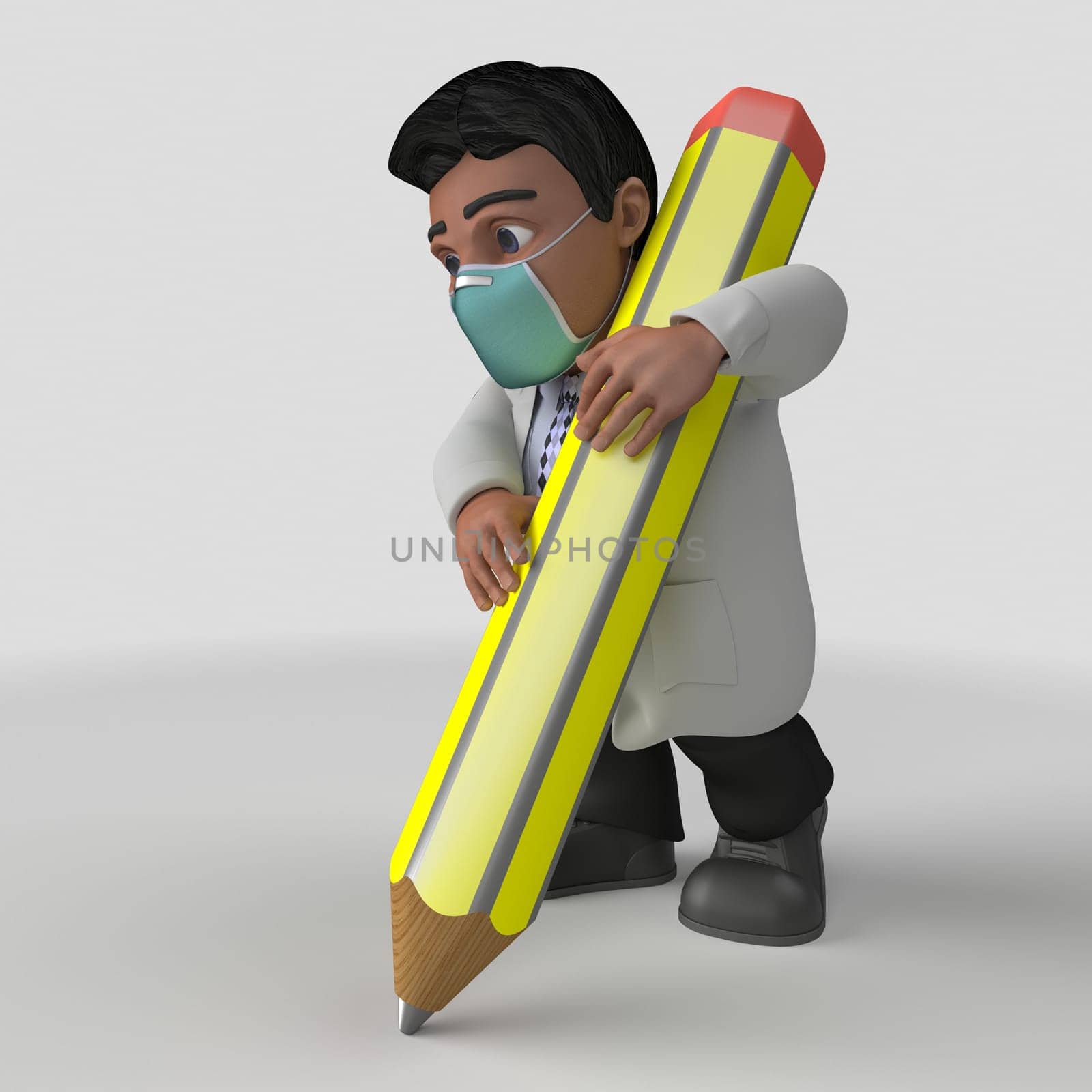 3D Render of Cartoon Doctor Character in face mask