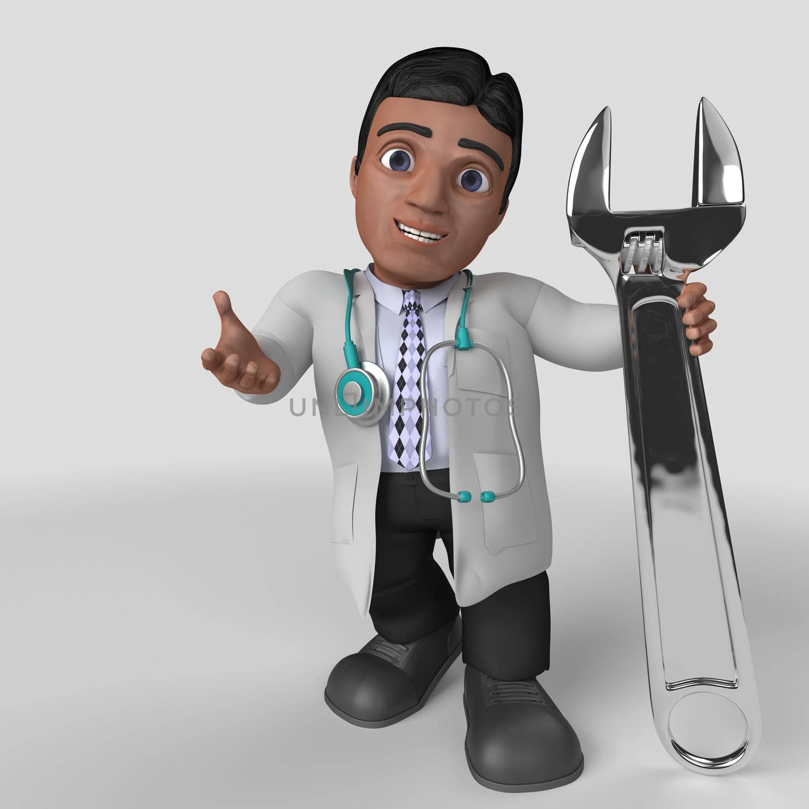 3D Render of Cartoon Doctor Character