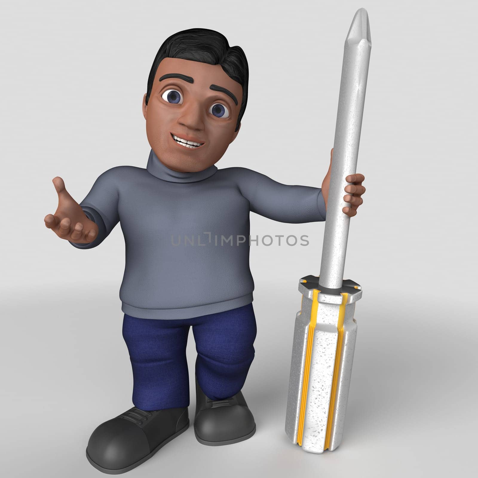 3D Render of Cartoon Casual Character