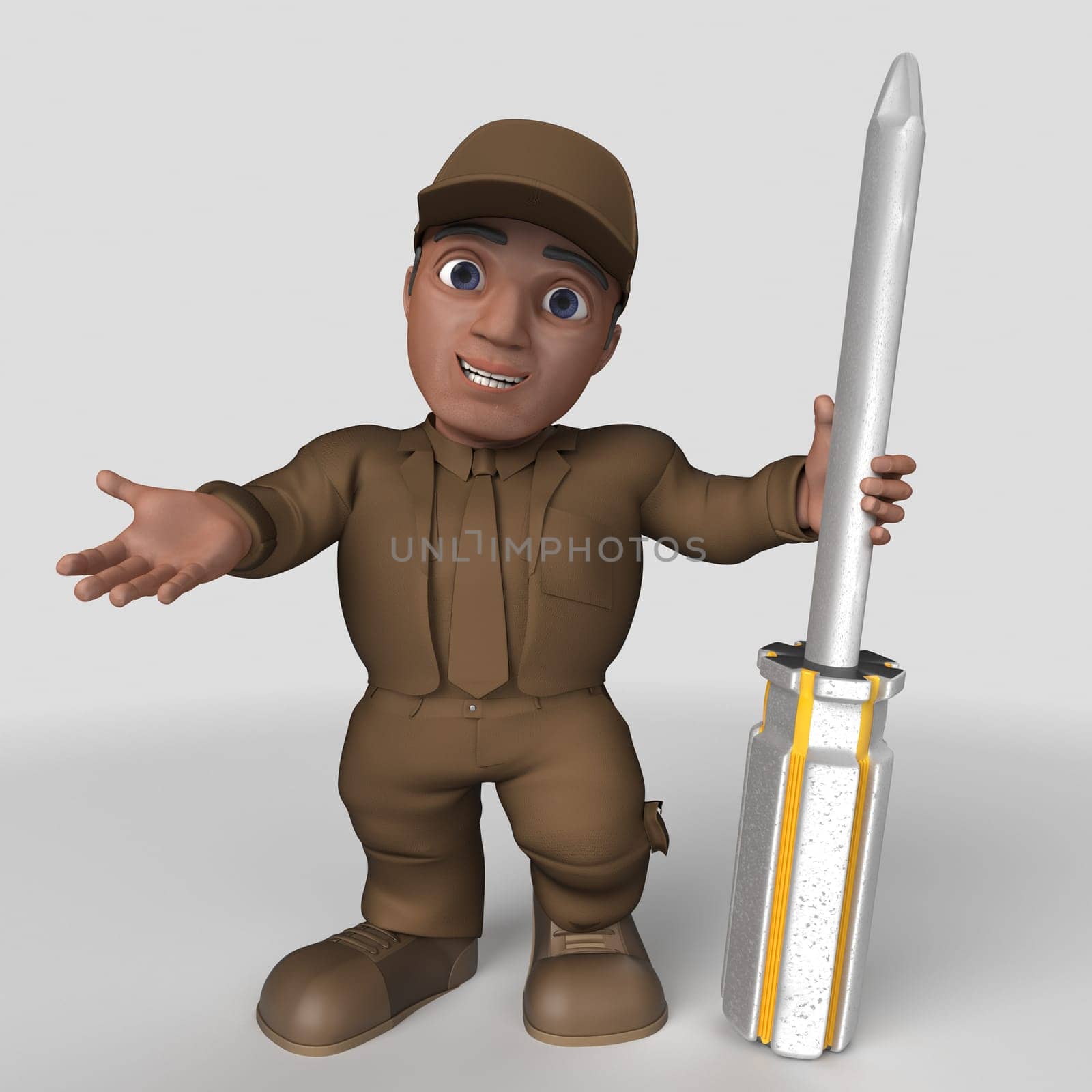 3D Render of Cartoon Delivery Driver