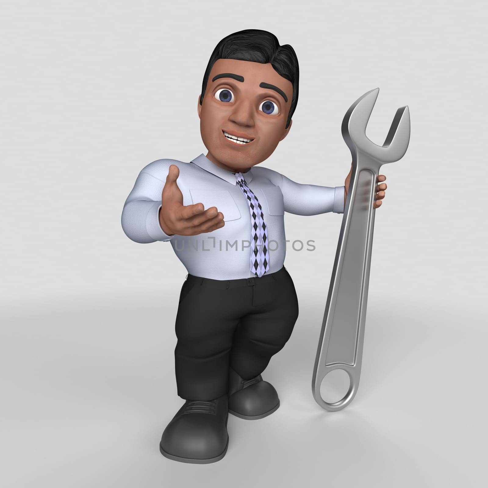 3D Render of Cartoon Business Character