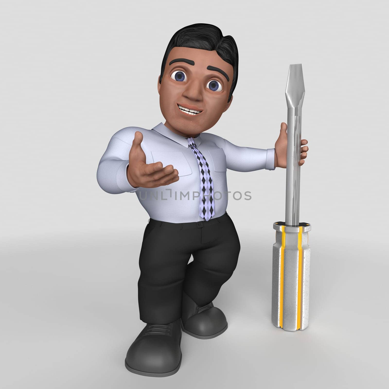 3D Render of Cartoon Business Character