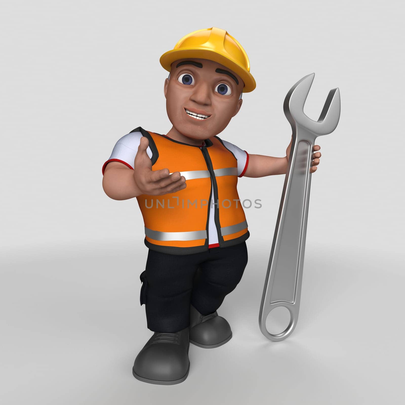 3D Render of Cartoon Builder Character