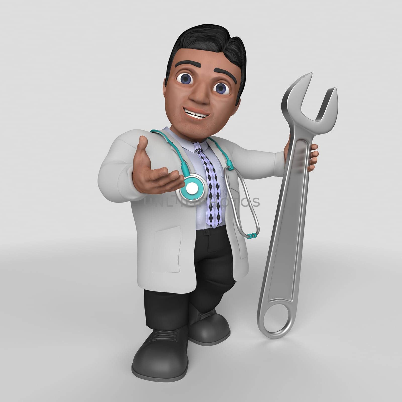 3D Render of Cartoon Doctor Character