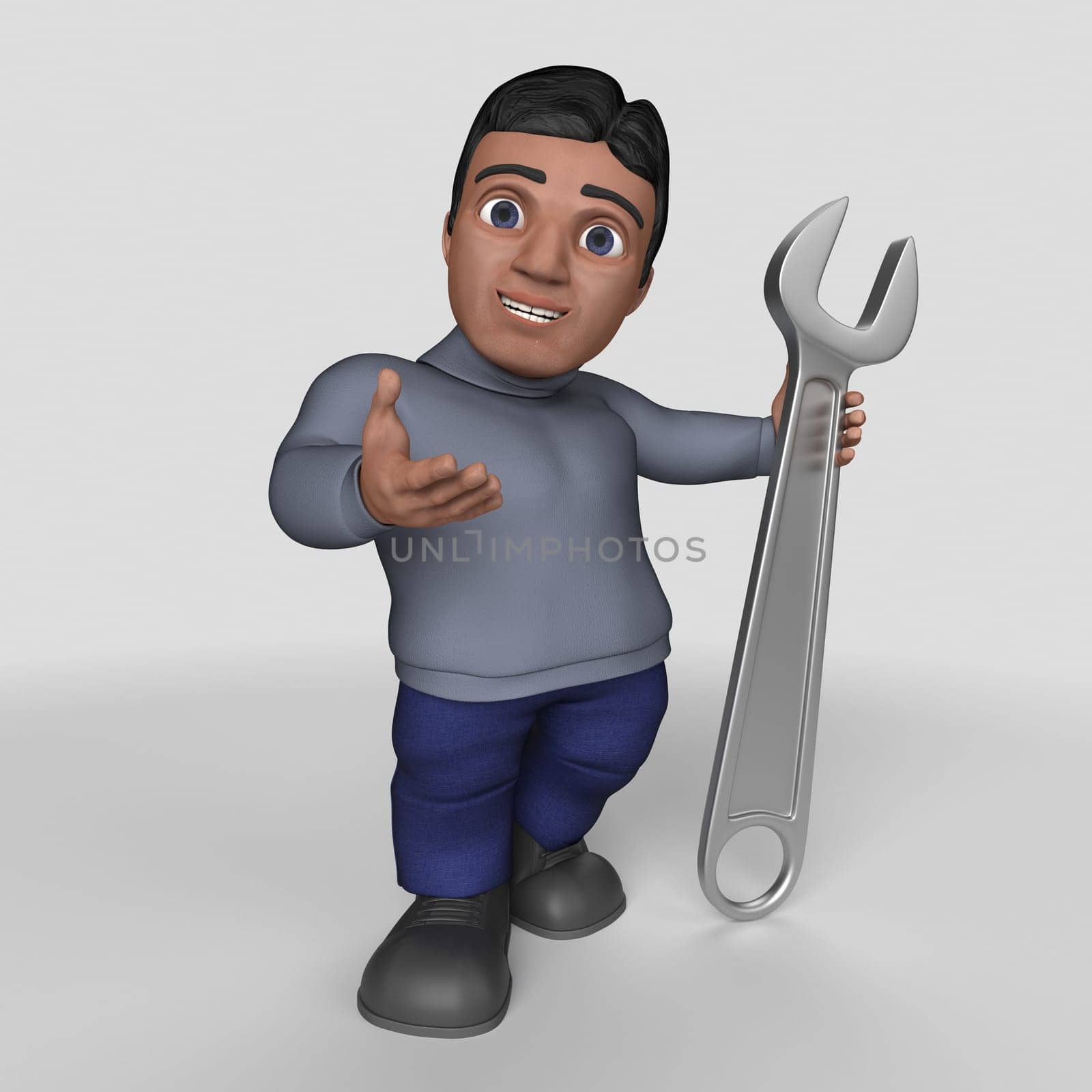 3D Render of Cartoon Casual Character