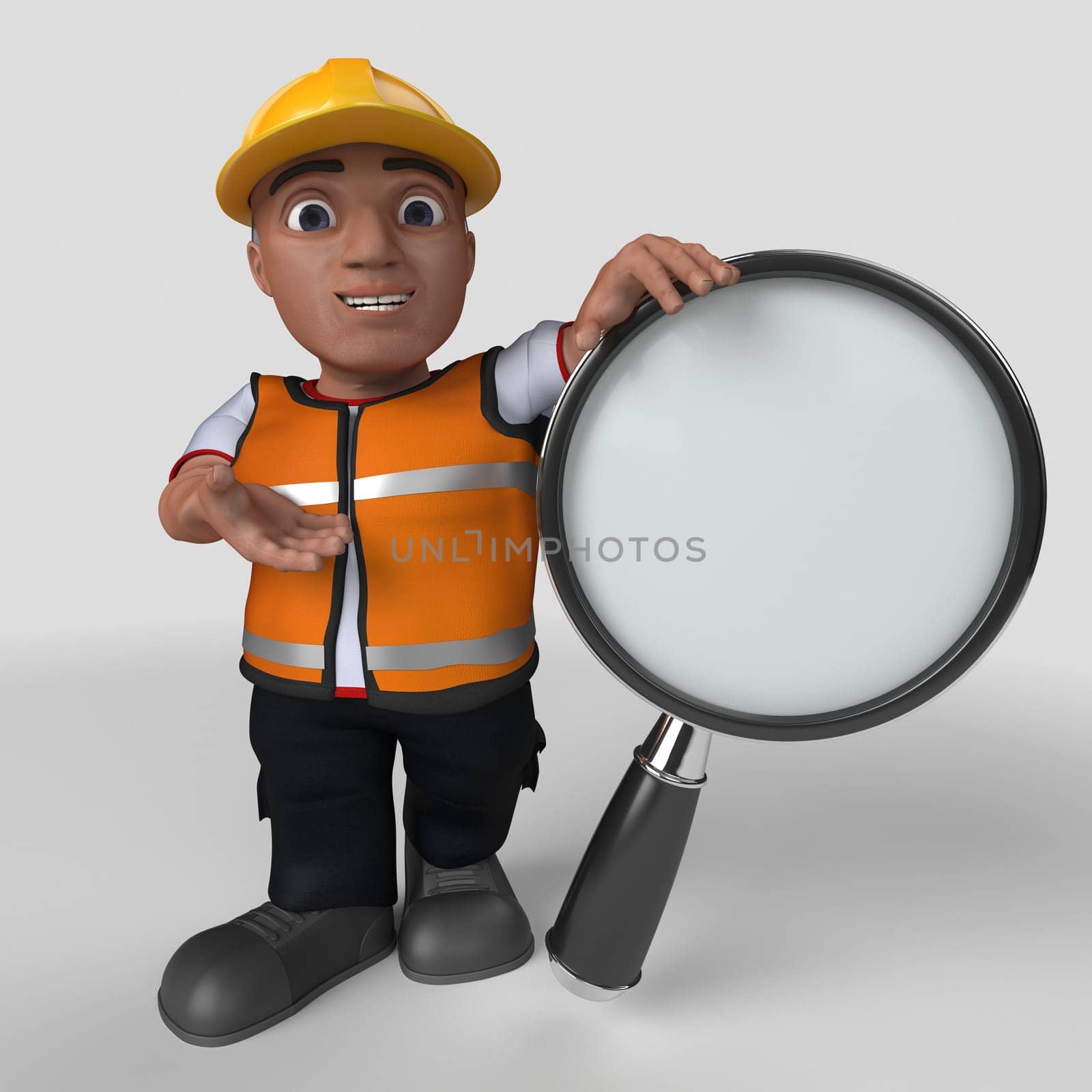 3D Render of Cartoon Builder Character