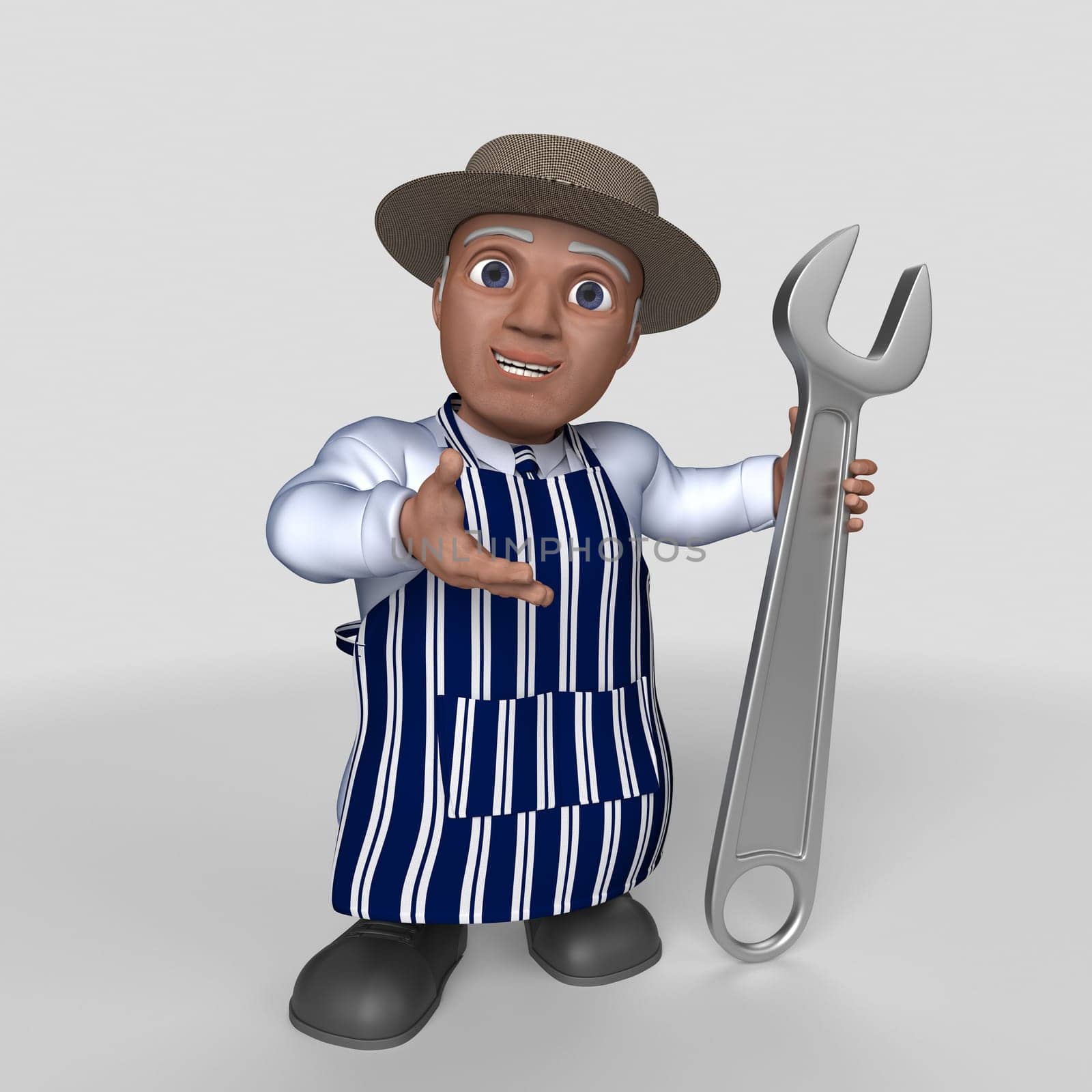 3D Render of Cartoon Butcher Character