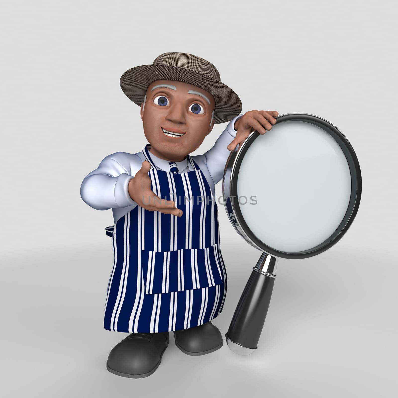 3D Render of Cartoon Butcher Character