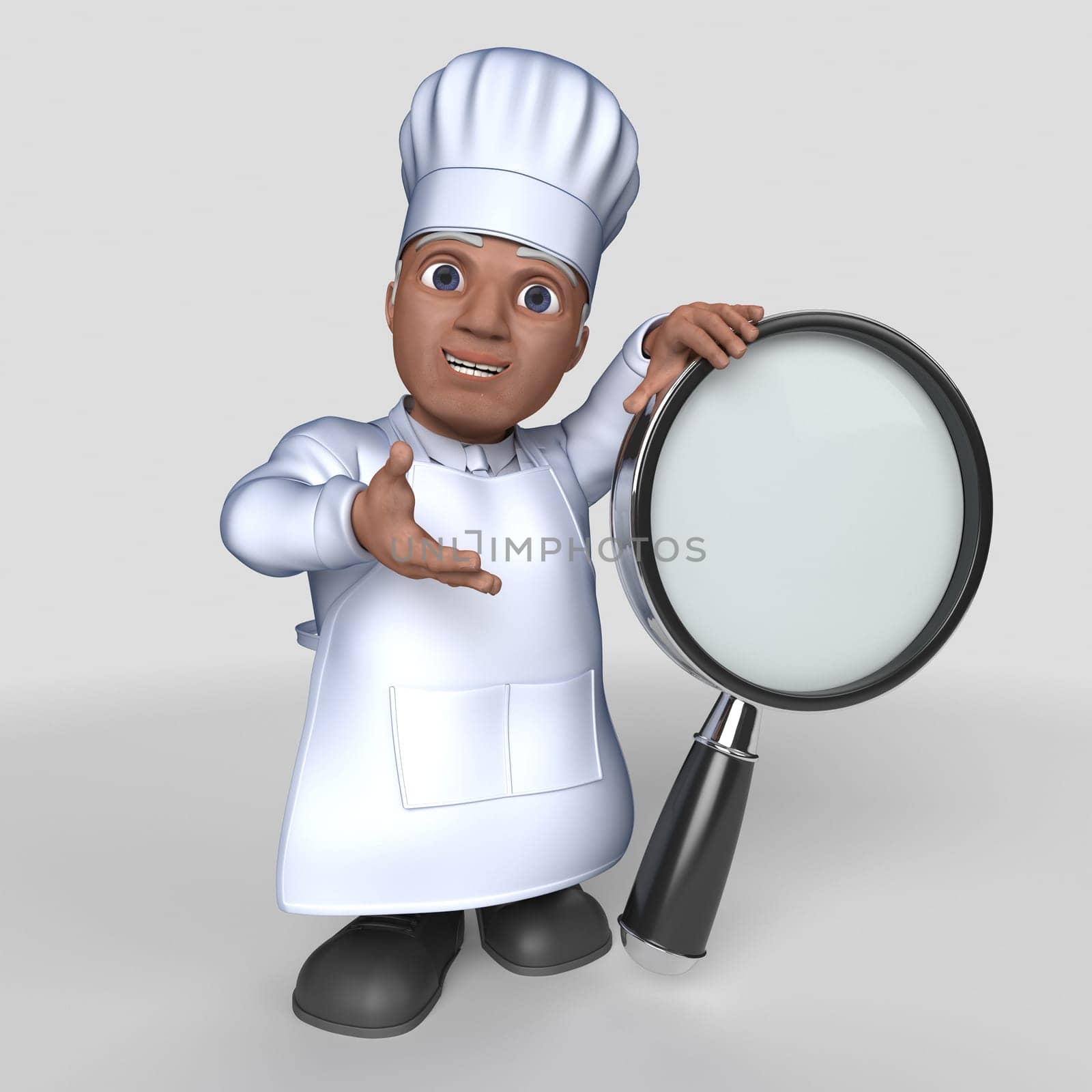 3D Render of Cartoon Baker Character