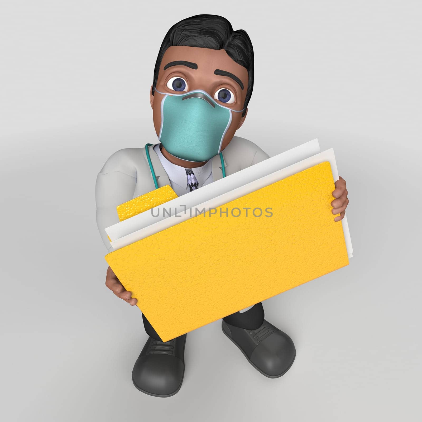 3D Render of Cartoon Doctor Character in face mask