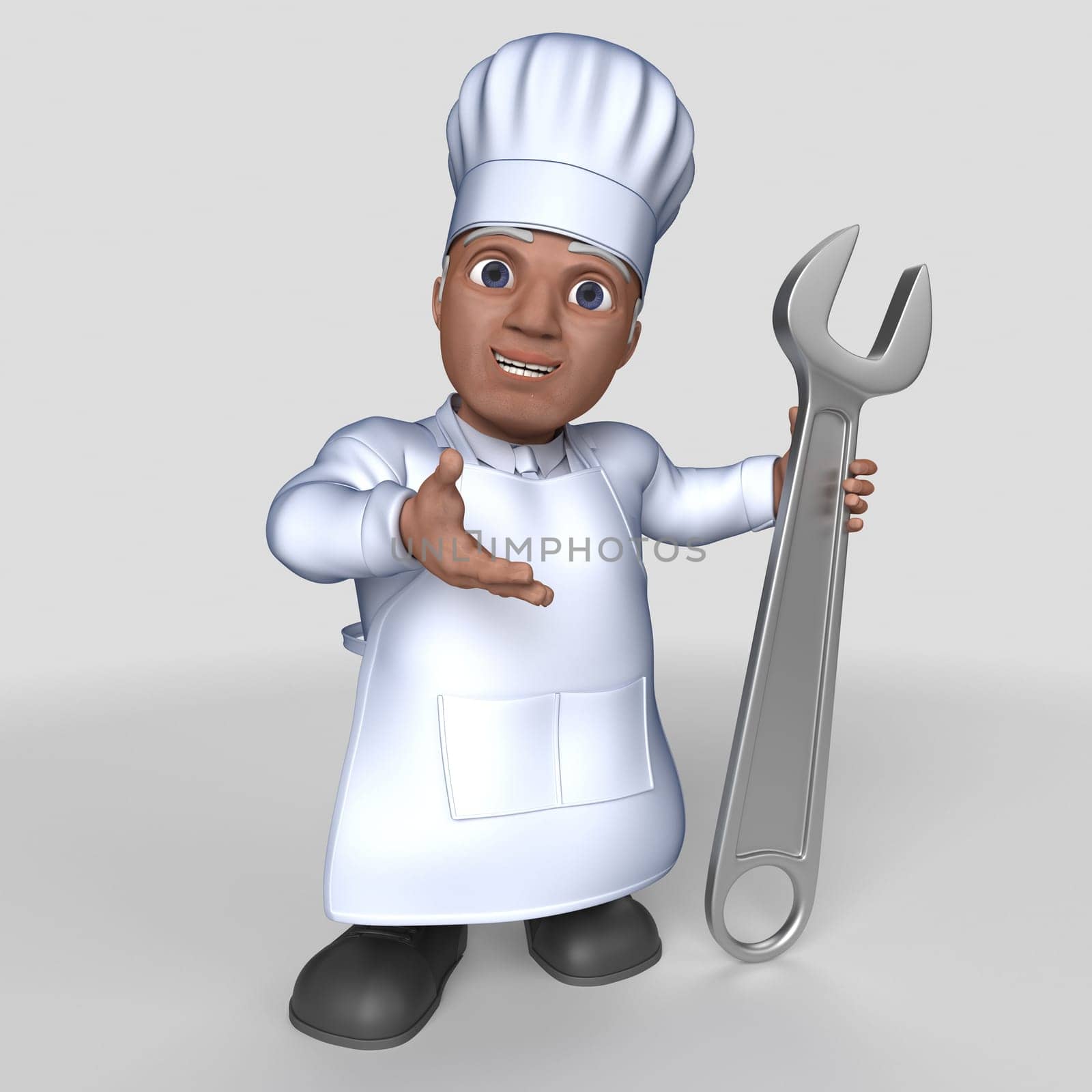 3D Render of Cartoon Baker Character