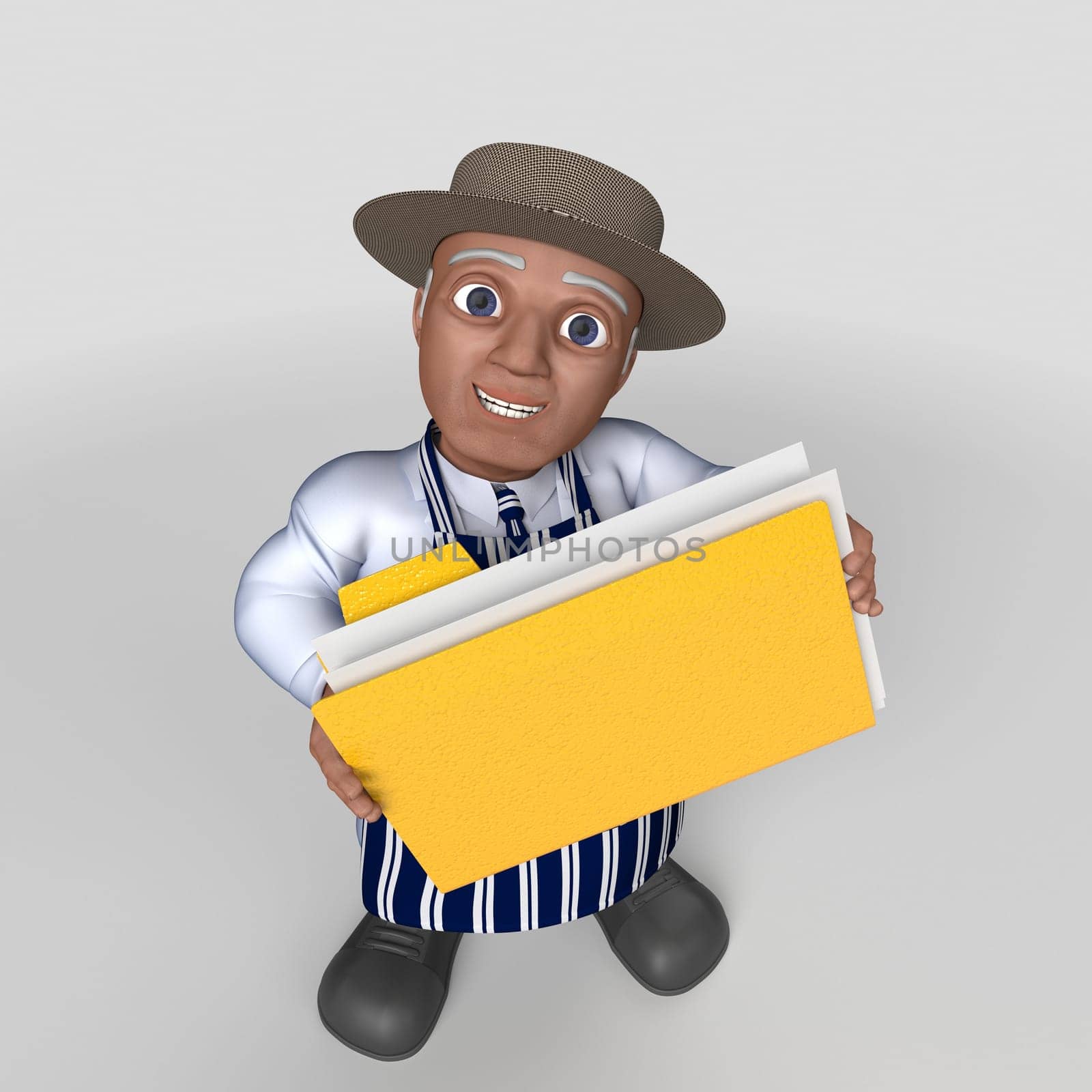 3D Render of Cartoon Butcher Character