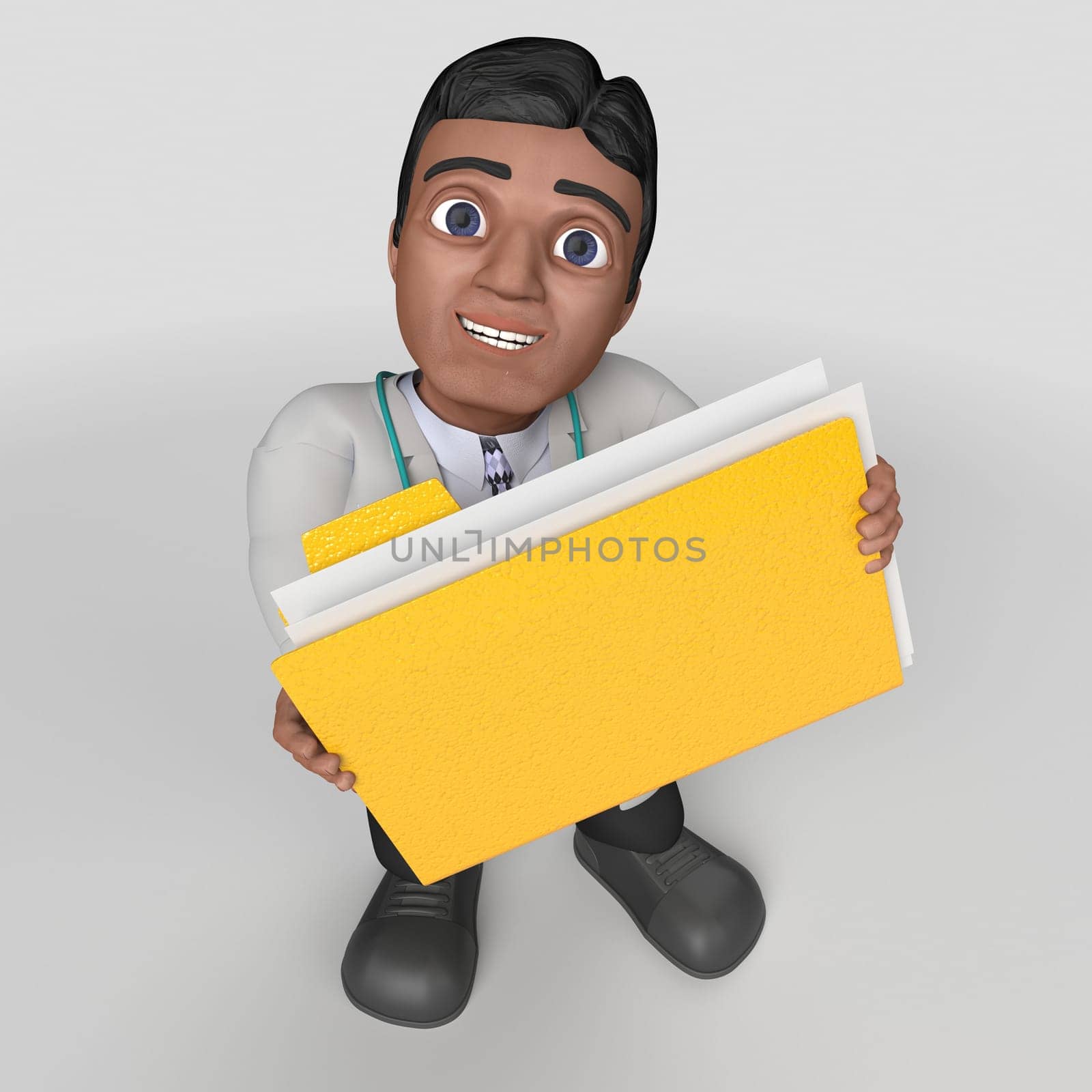 3D Render of Cartoon Doctor Character
