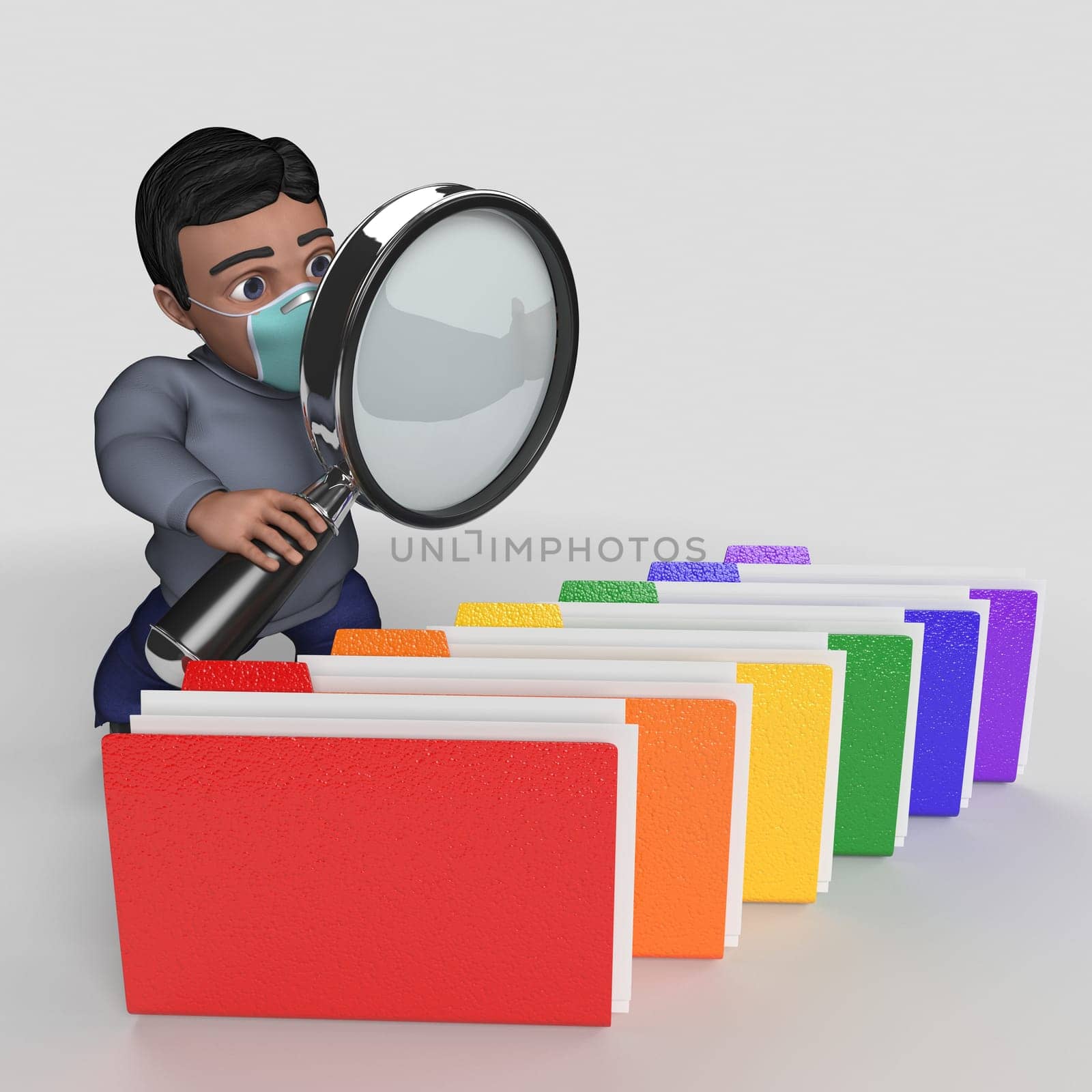 3D Render of Cartoon Casual Character in face mask