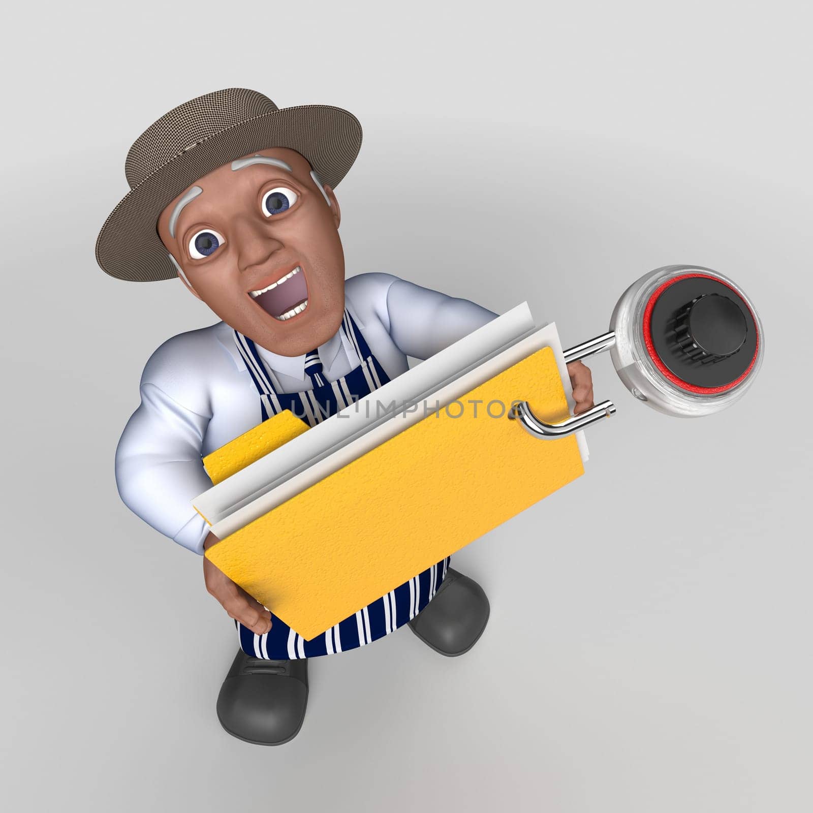 3D Render of Cartoon Butcher Character