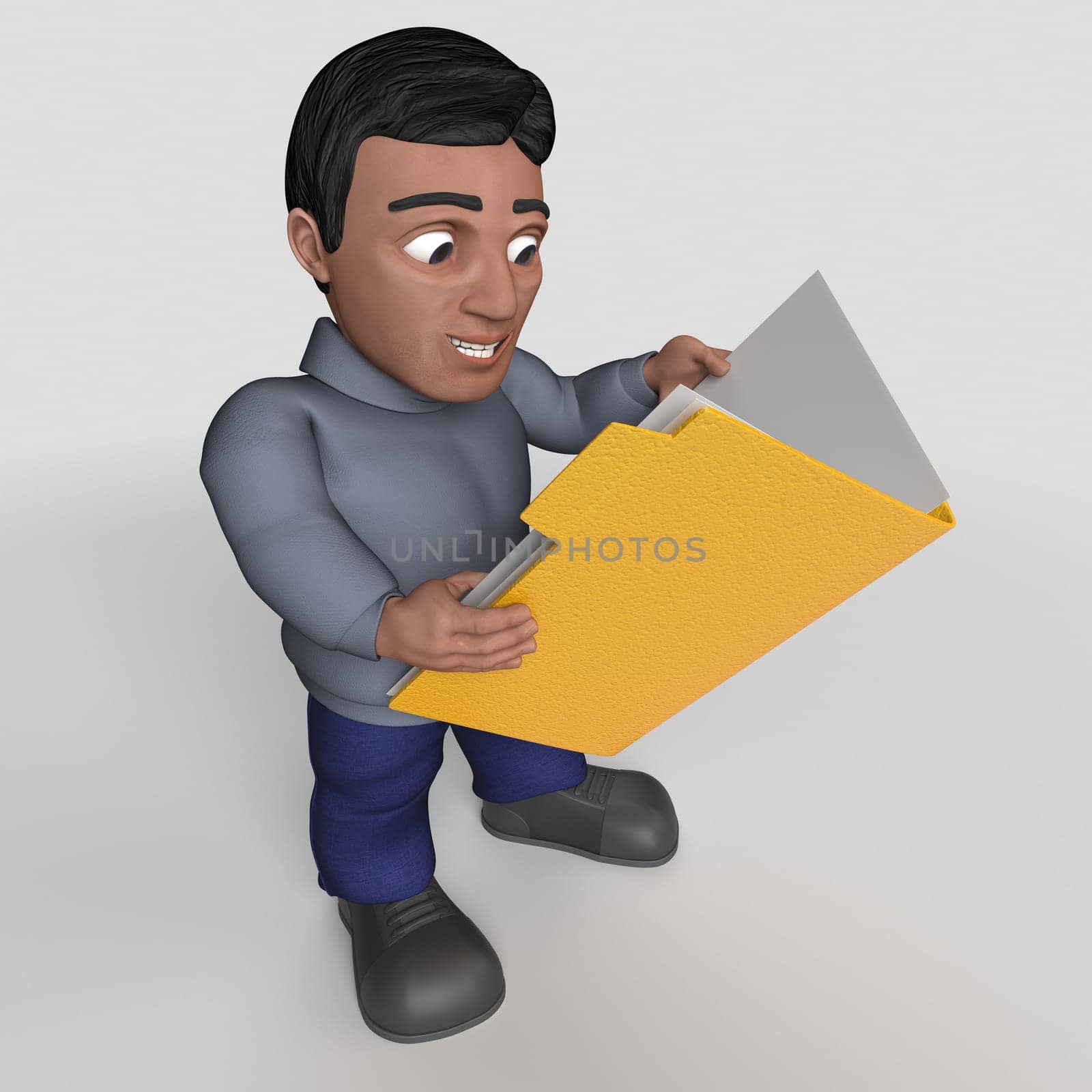 3D Render of Cartoon Casual Character