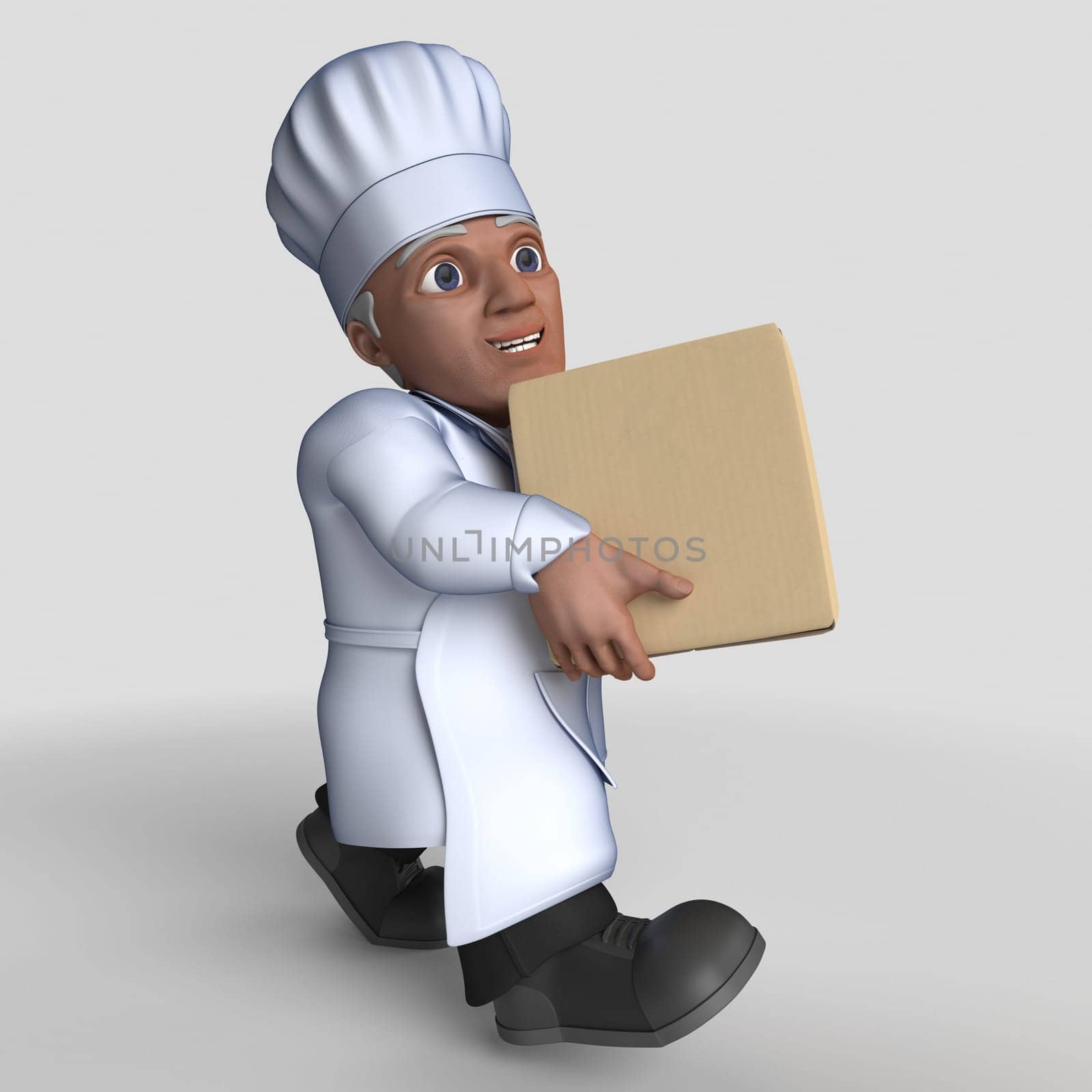 3D Render of Cartoon Baker Character