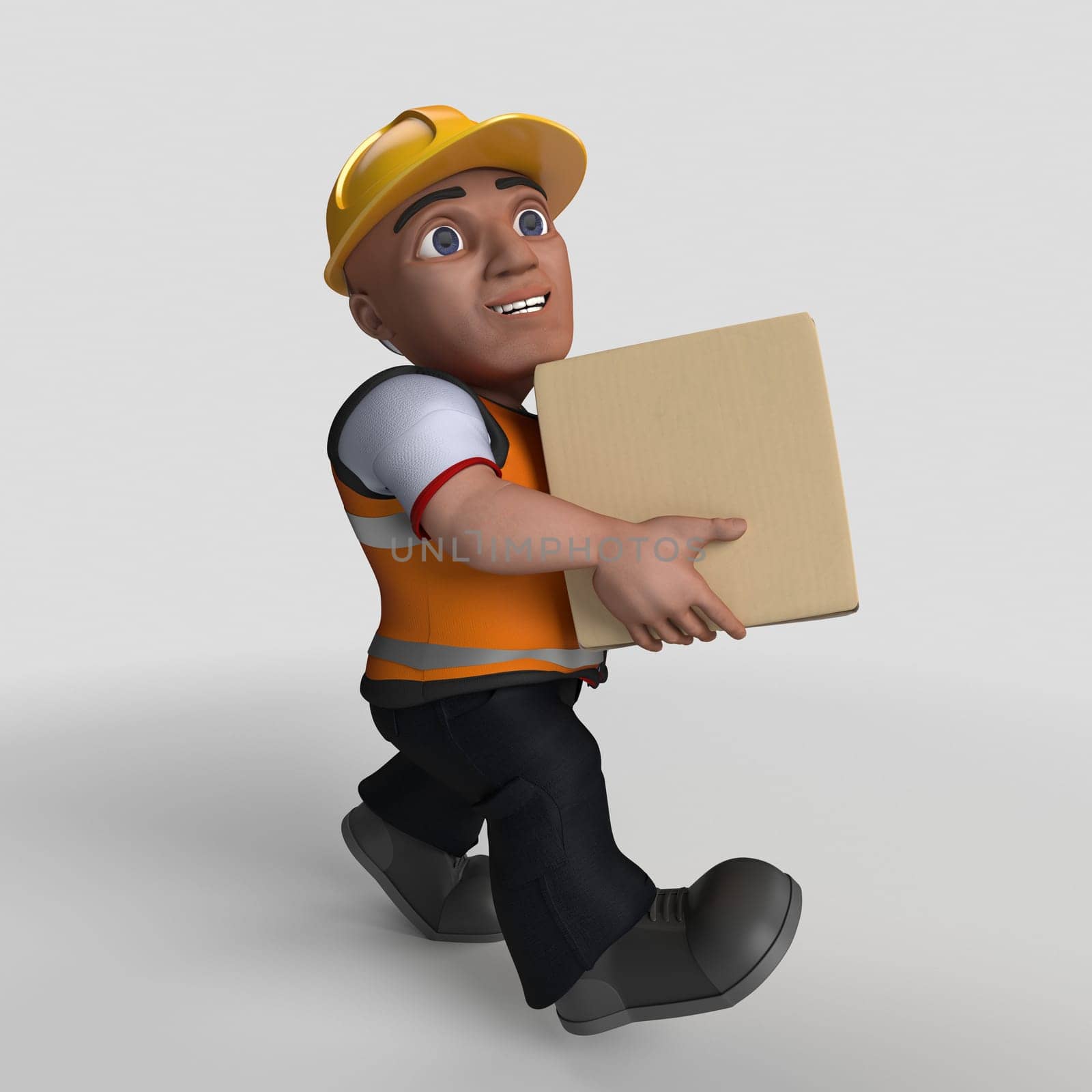 3D Render of Cartoon Builder Character