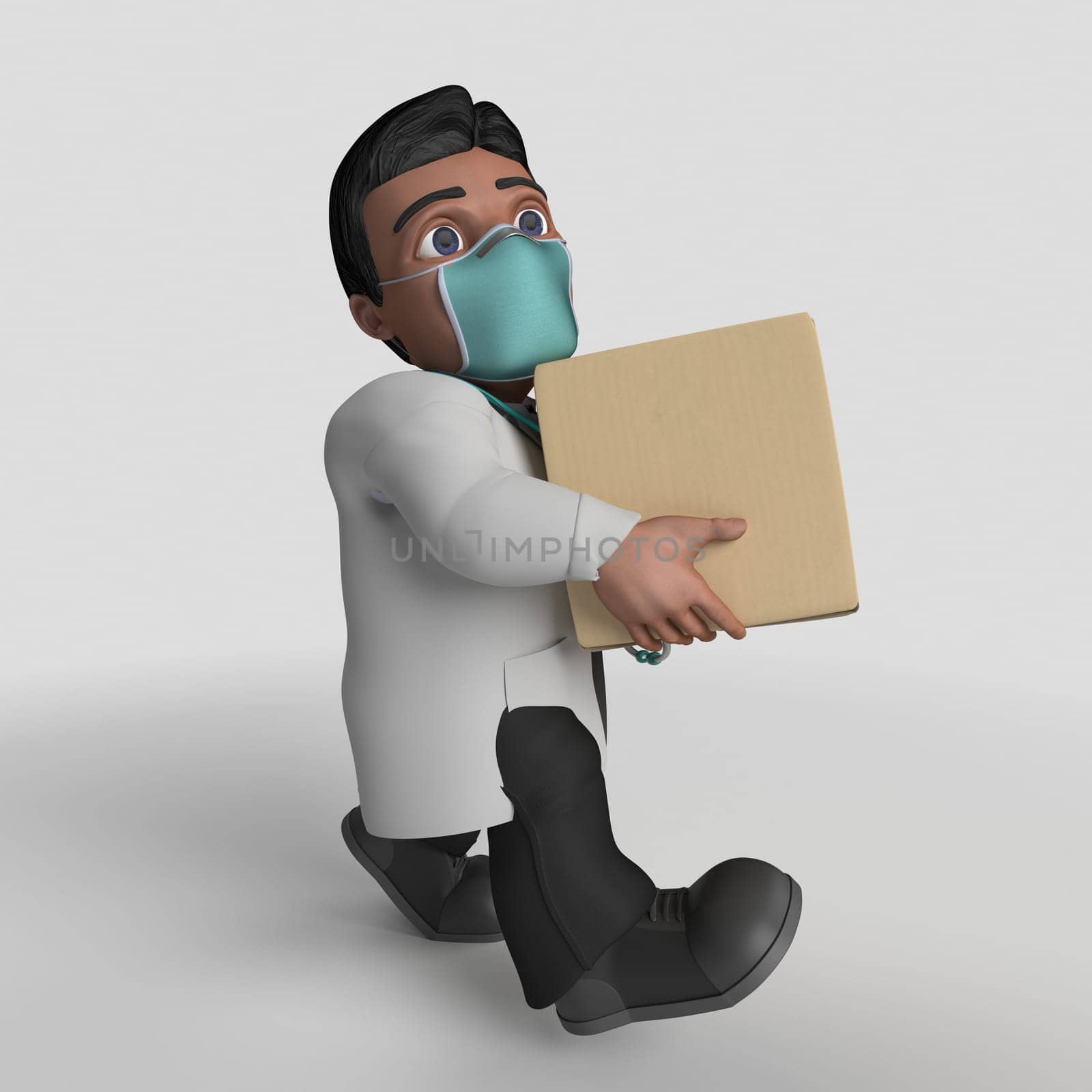3D Render of Cartoon Doctor Character in face mask